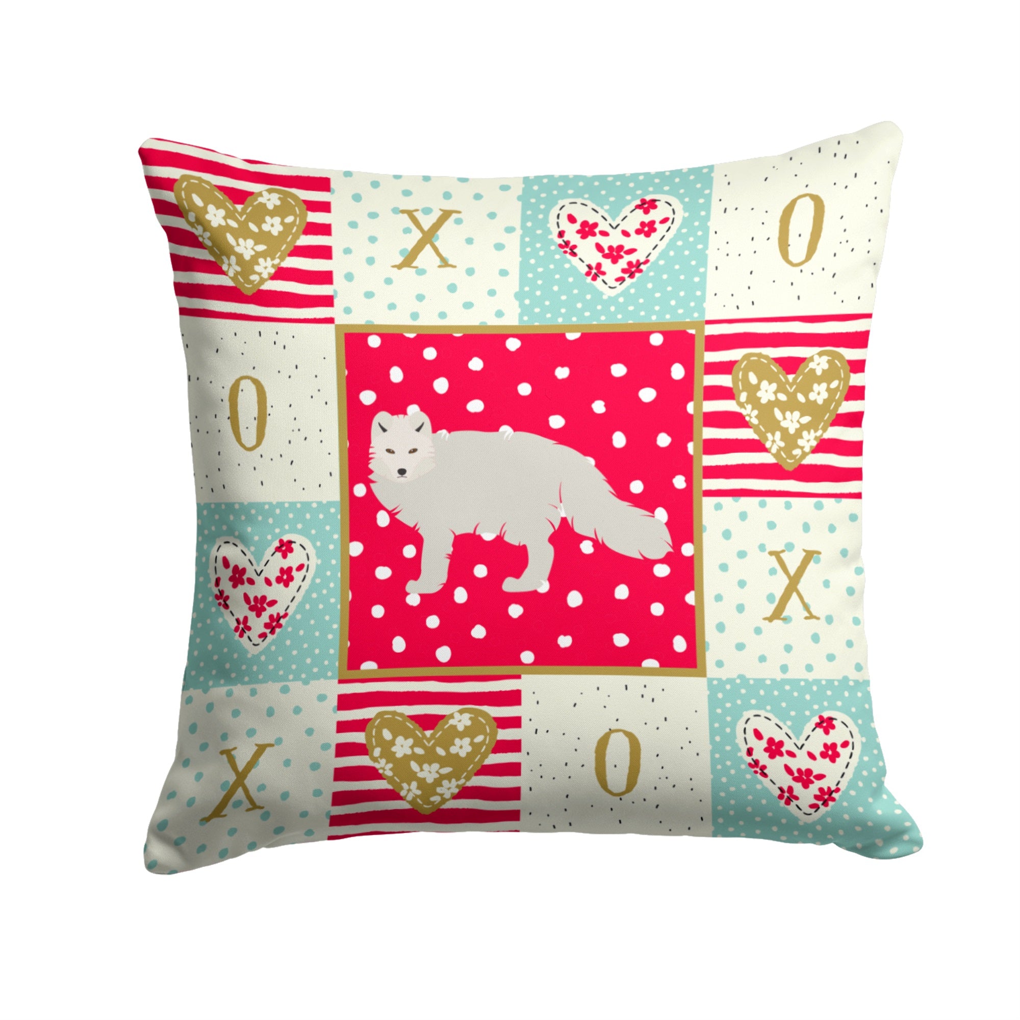 White Arctic Fox Love Fabric Decorative Pillow