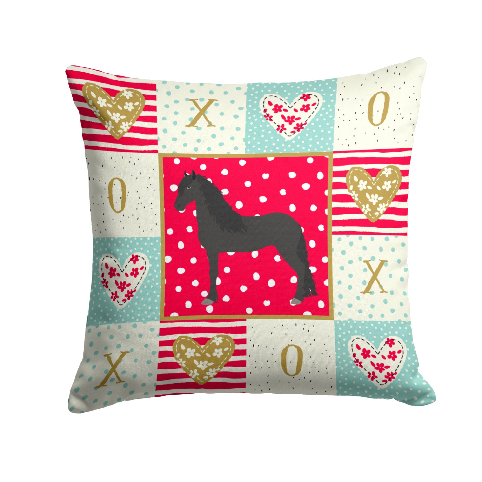 Friesian Horse Love Fabric Decorative Pillow