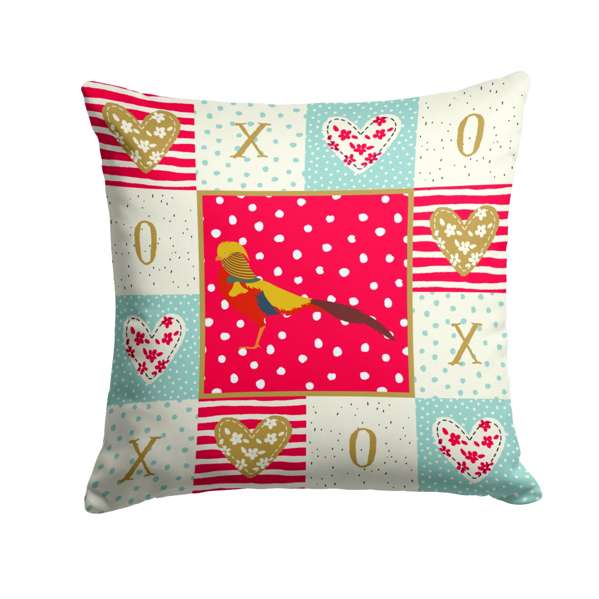 Golden Or Chinese Pheasant Love Fabric Decorative Pillow