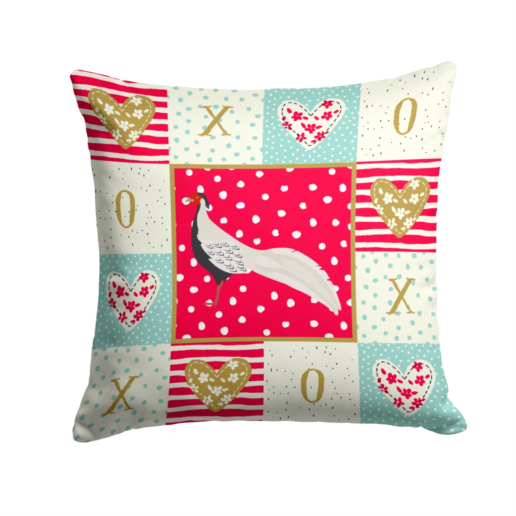 Silver Pheasant Love Fabric Decorative Pillow