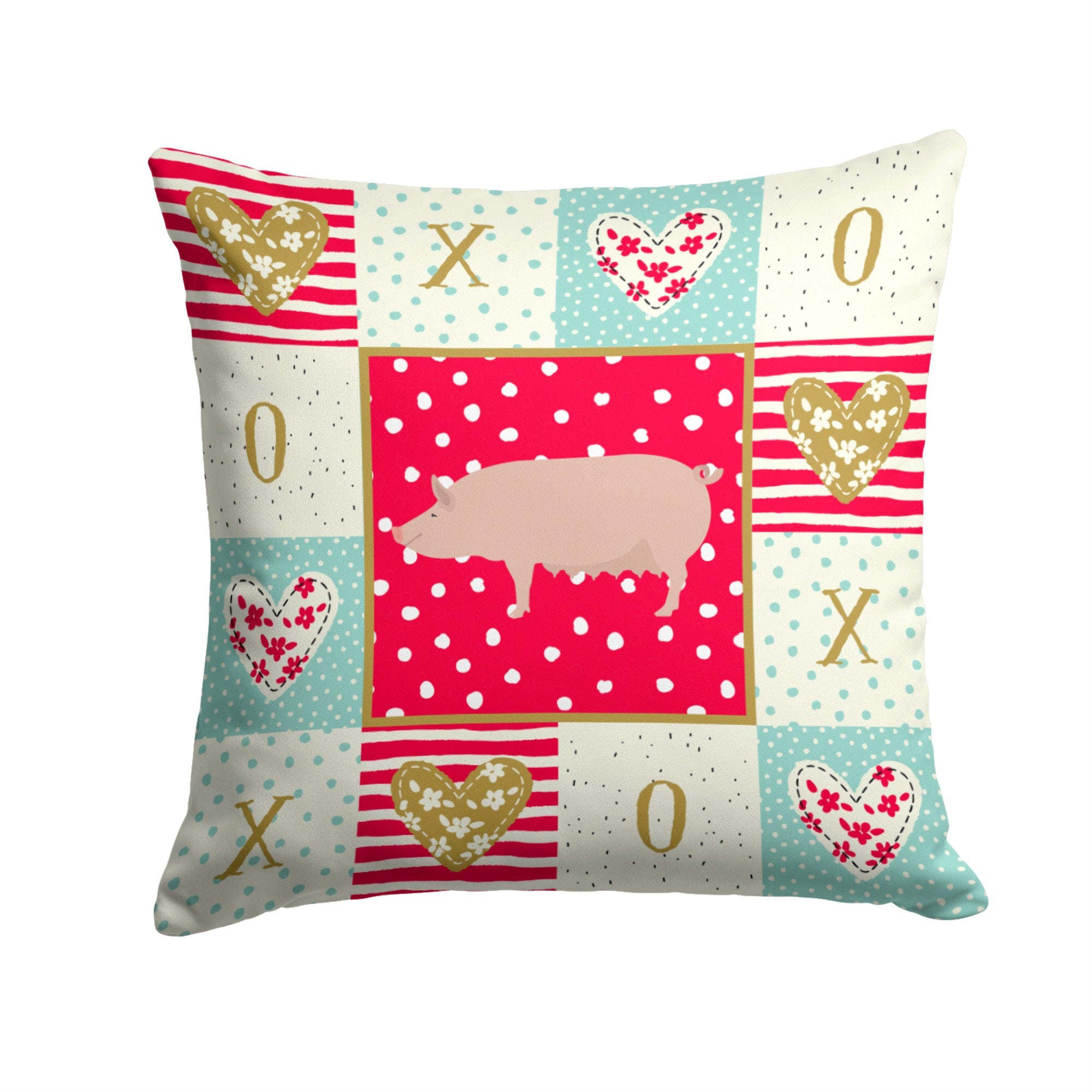 English Large White Pig Love Fabric Decorative Pillow