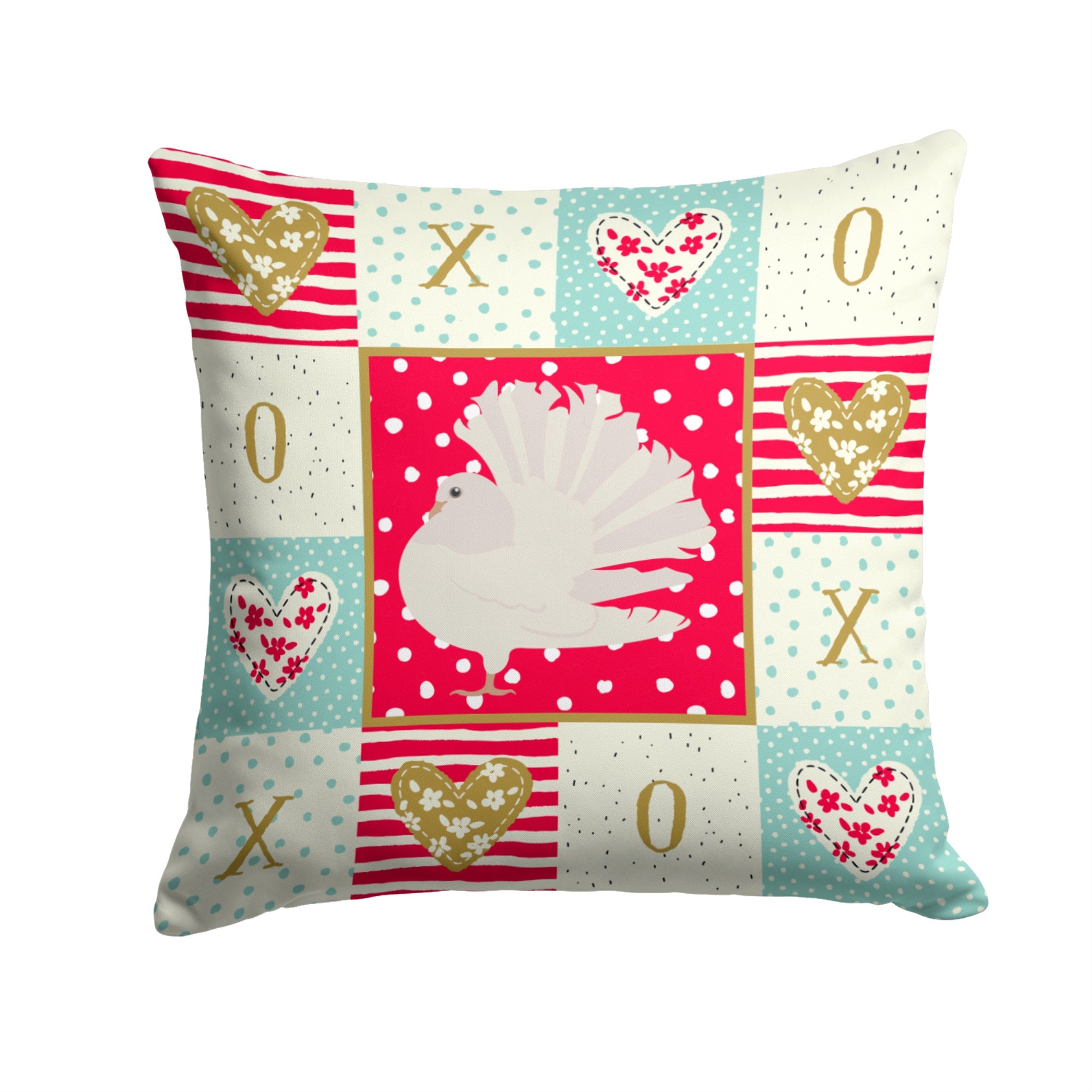Silver Fantail Pigeon Love Fabric Decorative Pillow