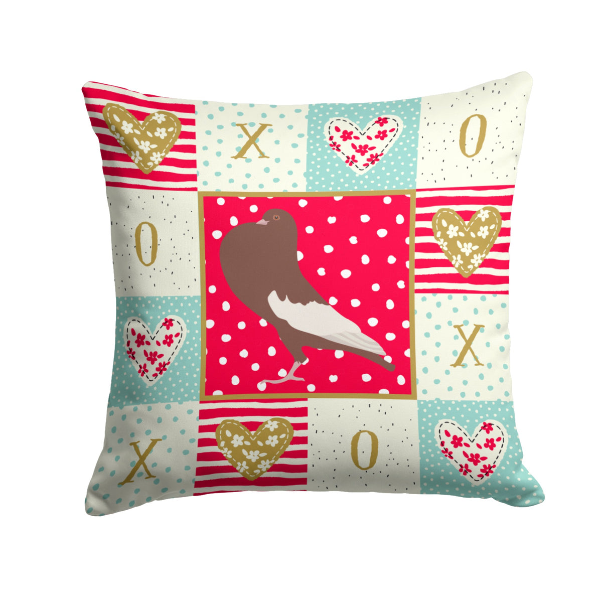 English Pouter Pigeon Love Fabric Decorative Pillow