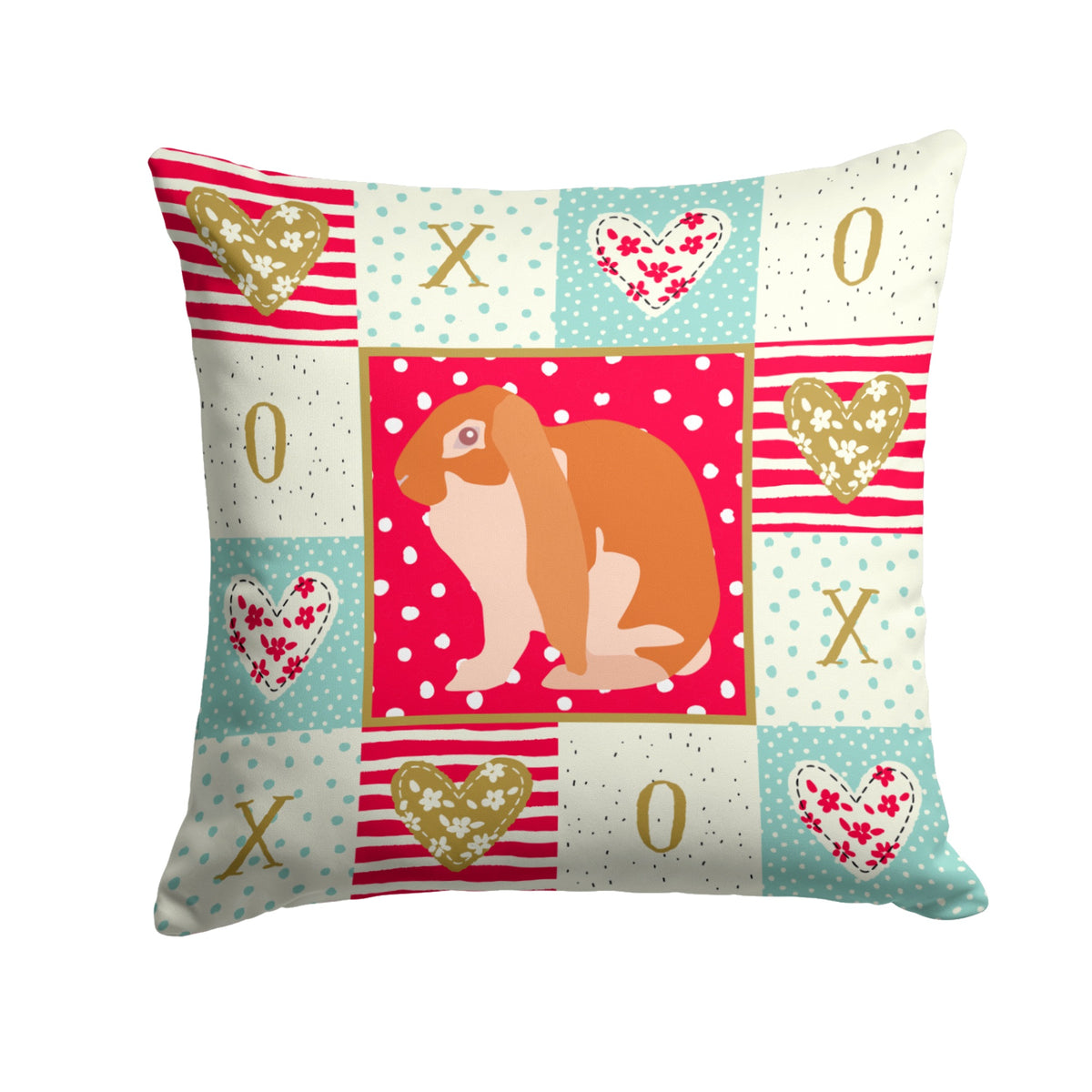 English Lop Rabbit Love Fabric Decorative Pillow