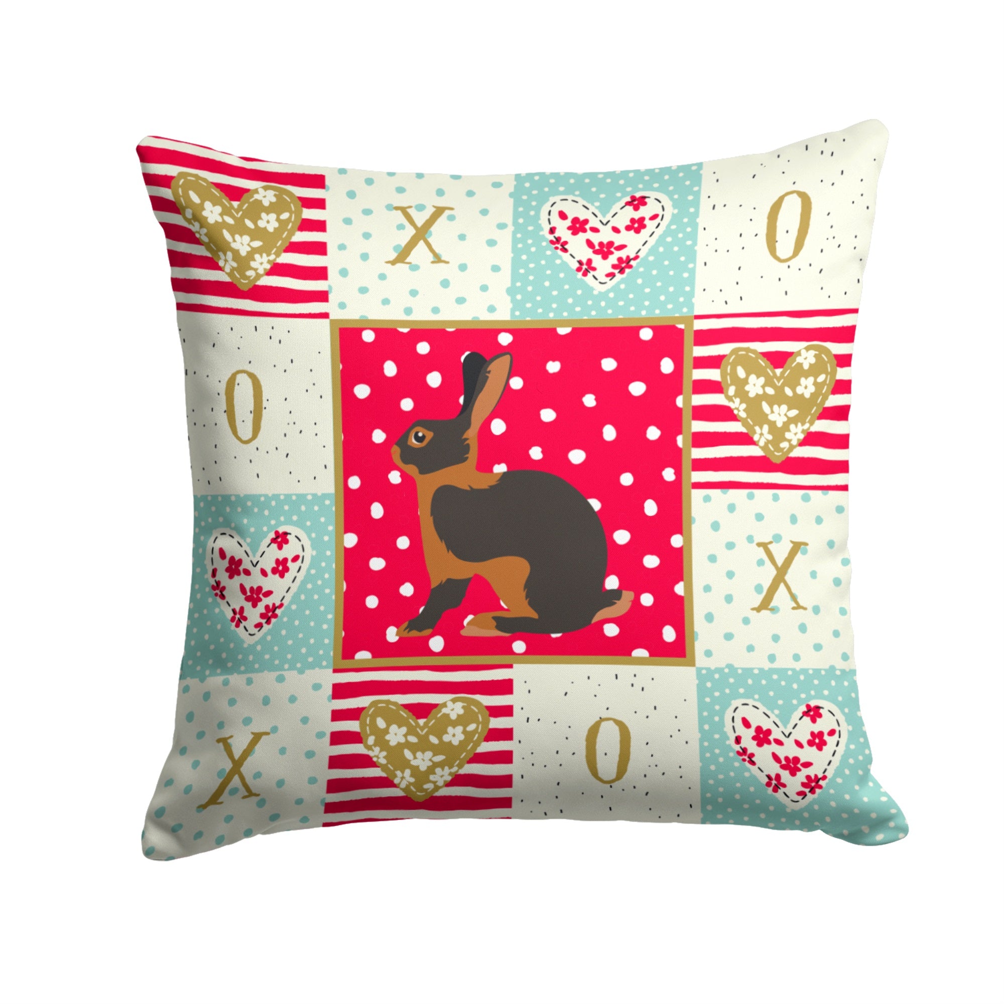 Tan Rabbit Love Fabric Decorative Pillow