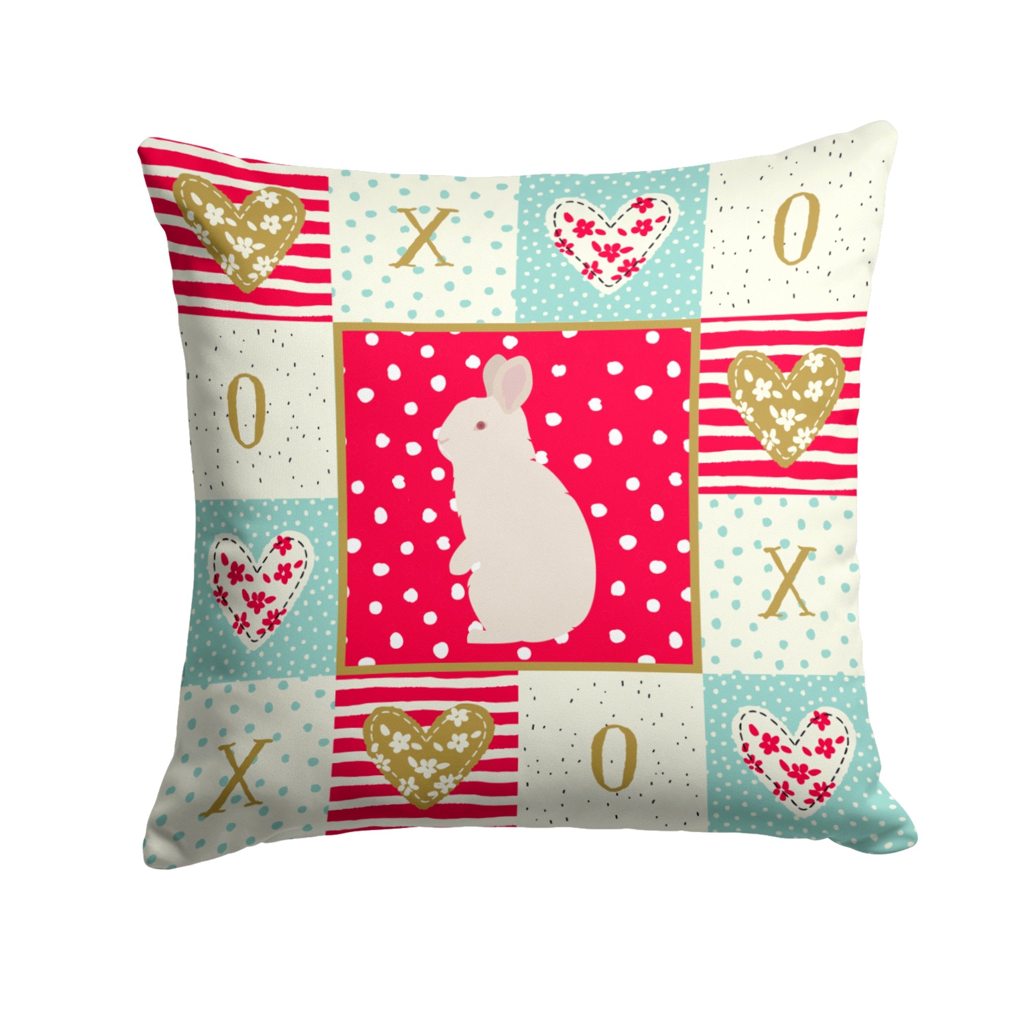 New Zealand White Rabbit Love Fabric Decorative Pillow