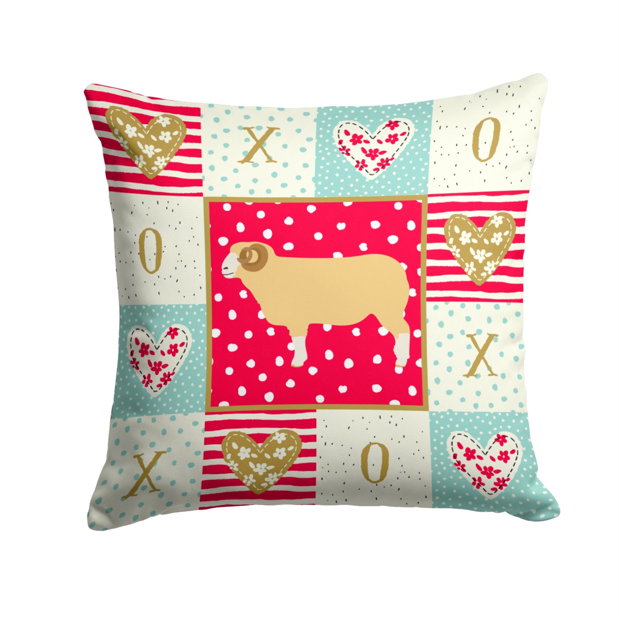 Horned Dorset Sheep Love Fabric Decorative Pillow