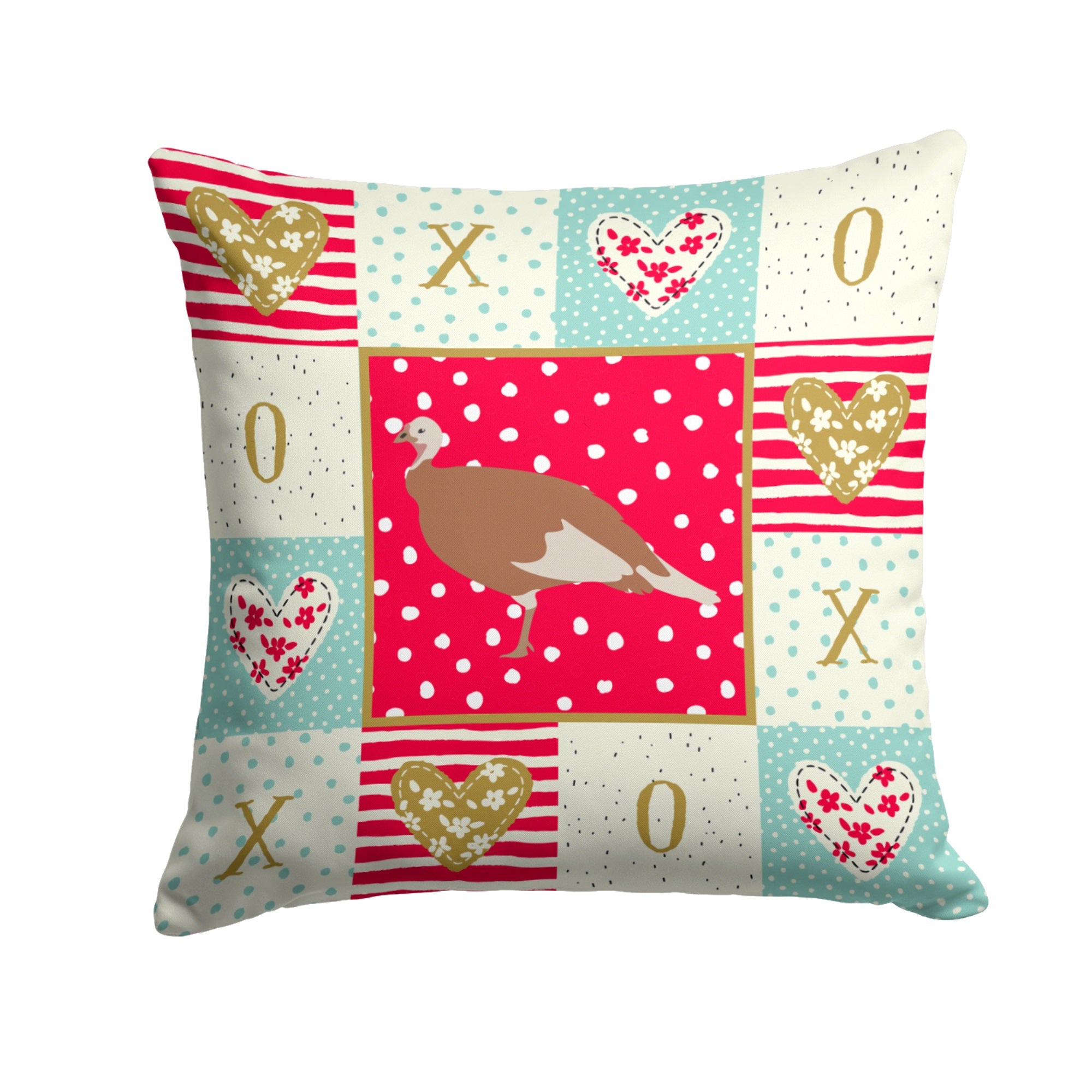 Jersey Buff Turkey Hen Love Fabric Decorative Pillow