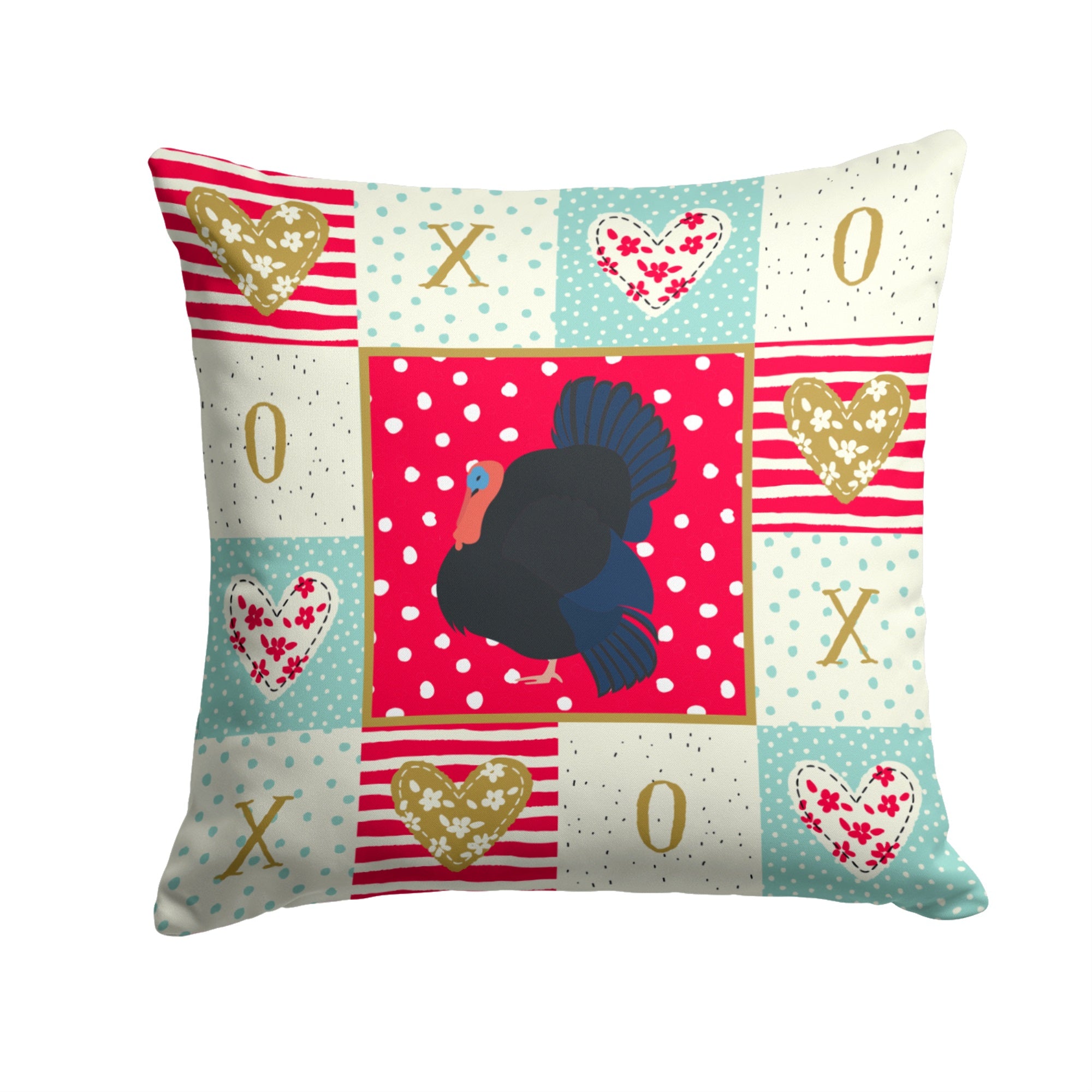 Norfolk Black Turkey Love Fabric Decorative Pillow