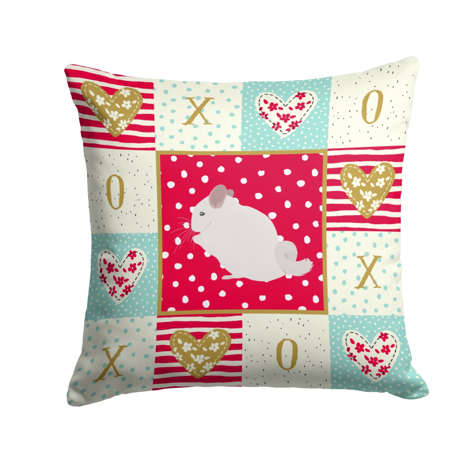 Pink And White Chinchilla Love Fabric Decorative Pillow