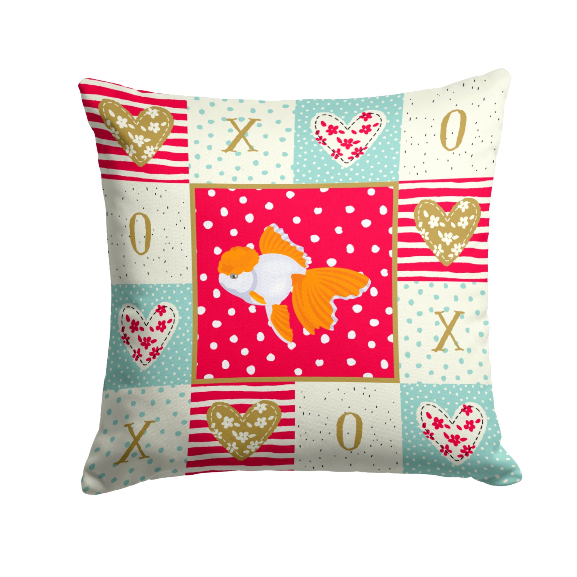 Oranda Red Cap Goldfish Love Fabric Decorative Pillow