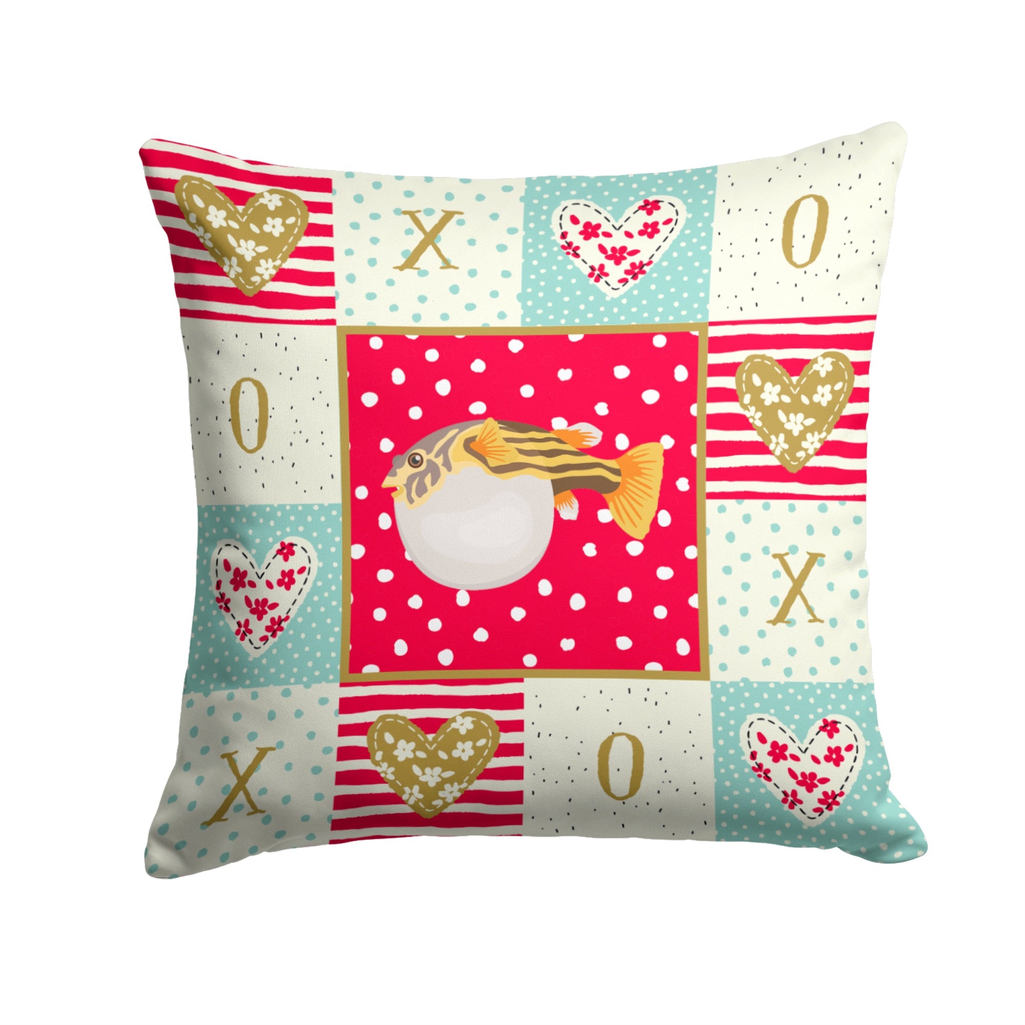 Puffer Fish Love Fabric Decorative Pillow