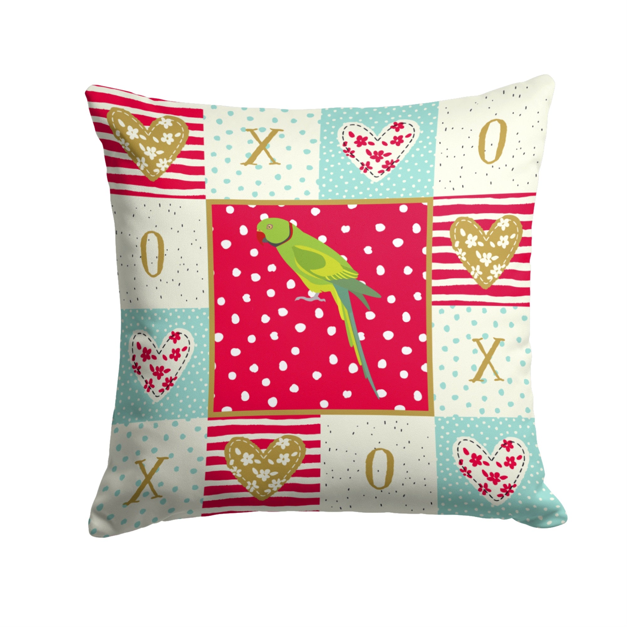 Ring-Necked Parakeet Love Fabric Decorative Pillow