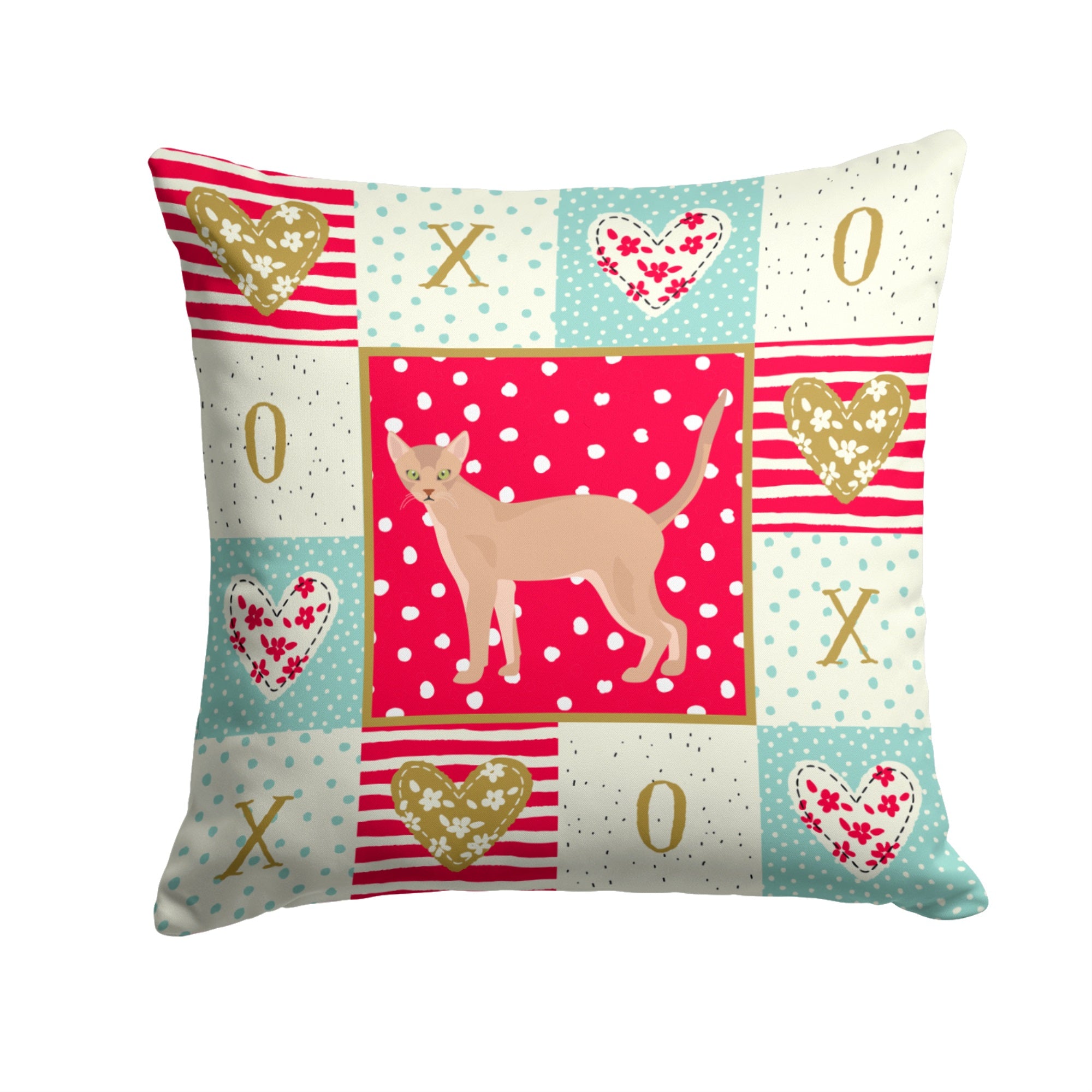 Fawn Abyssinian Cat Love Fabric Decorative Pillow
