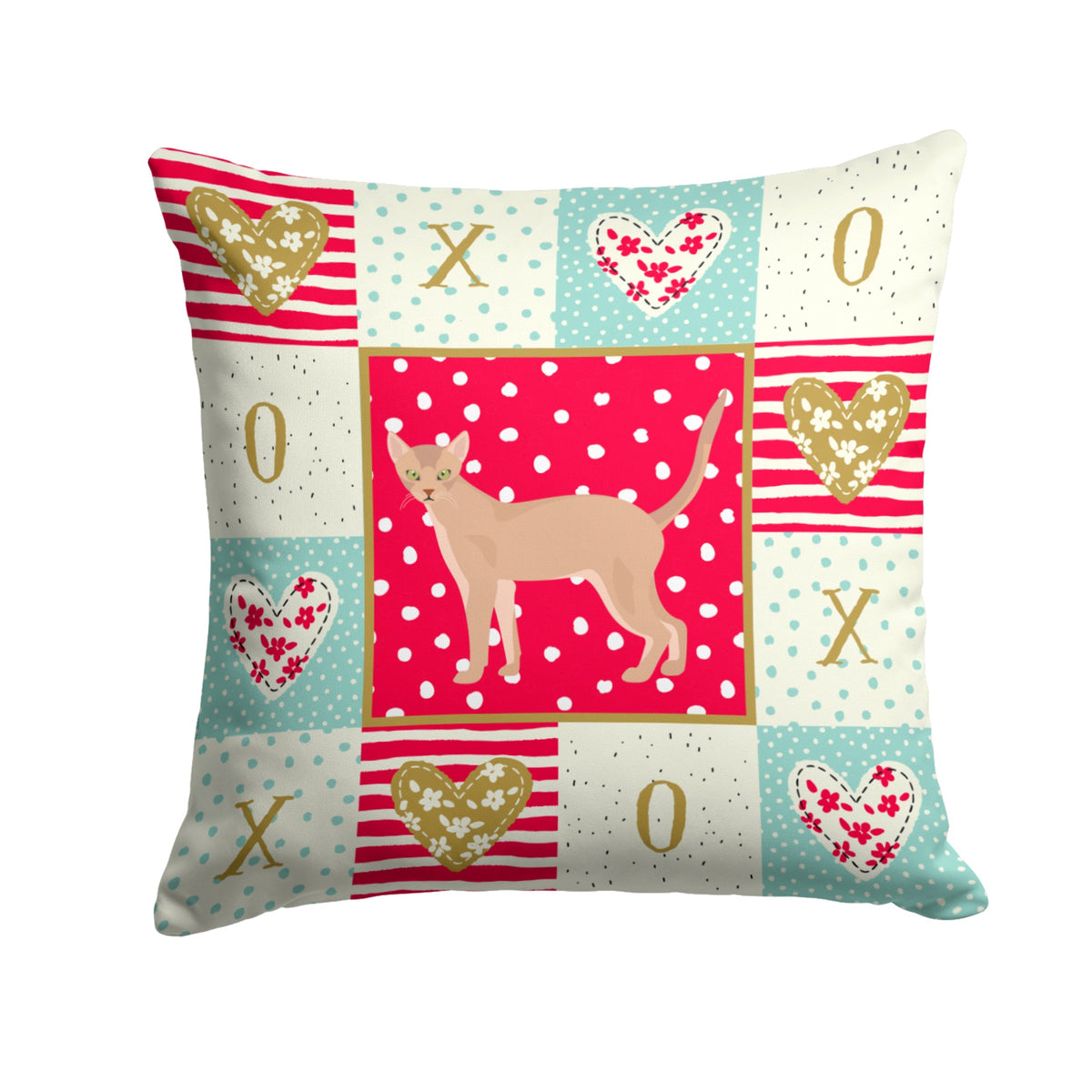 Fawn Abyssinian Cat Love Fabric Decorative Pillow