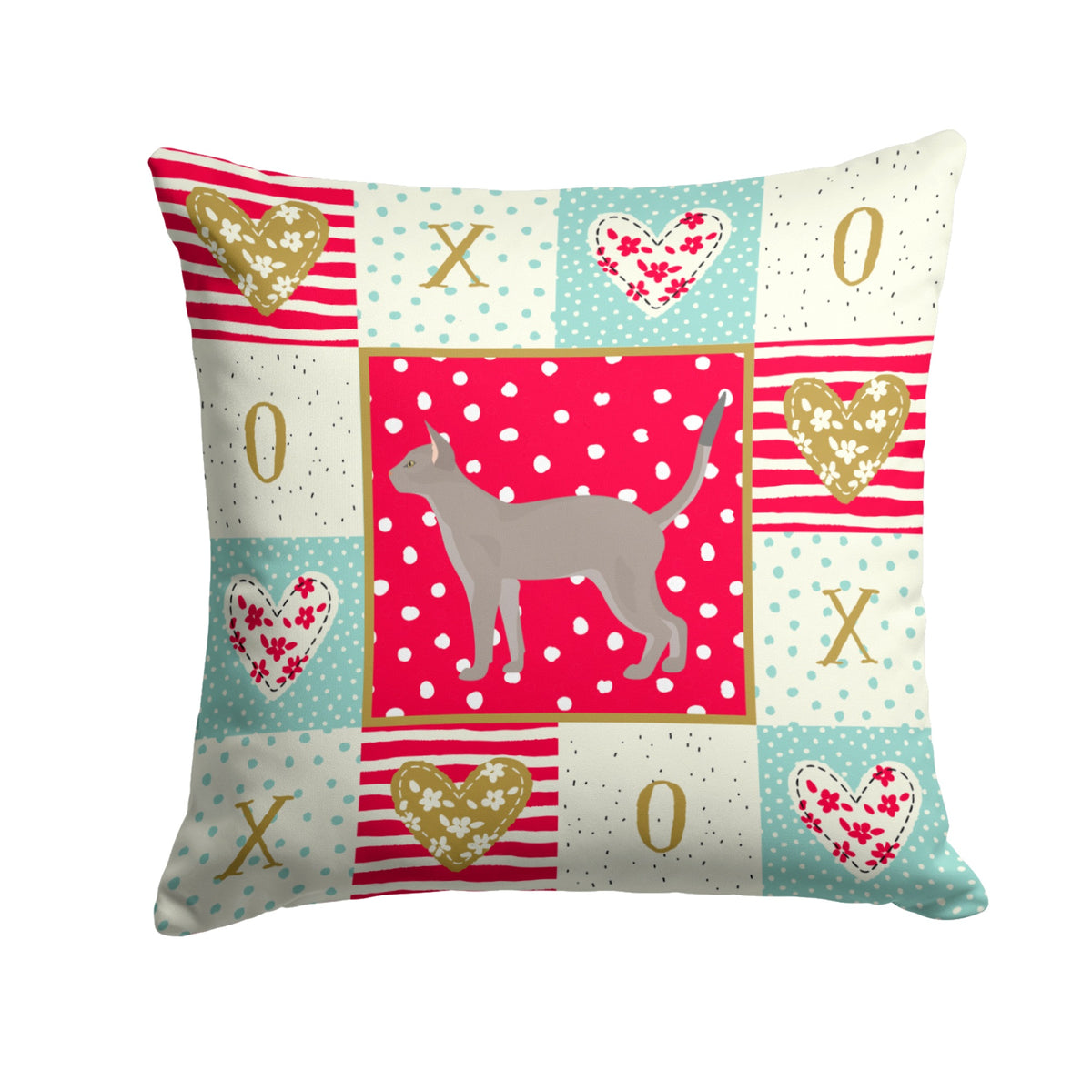 Blue Abyssinian Cat Love Fabric Decorative Pillow