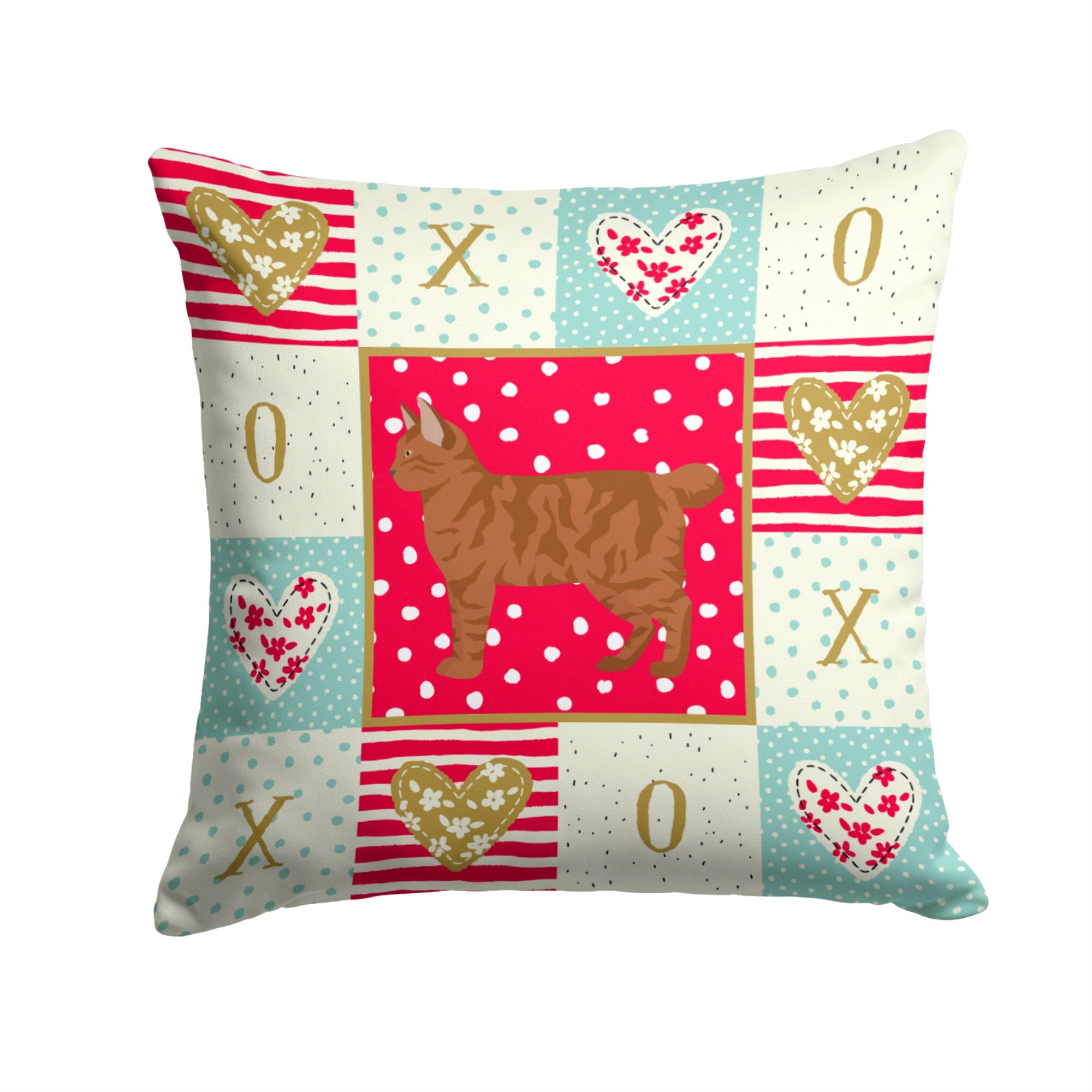 American Bobtail #2 Cat Love Fabric Decorative Pillow