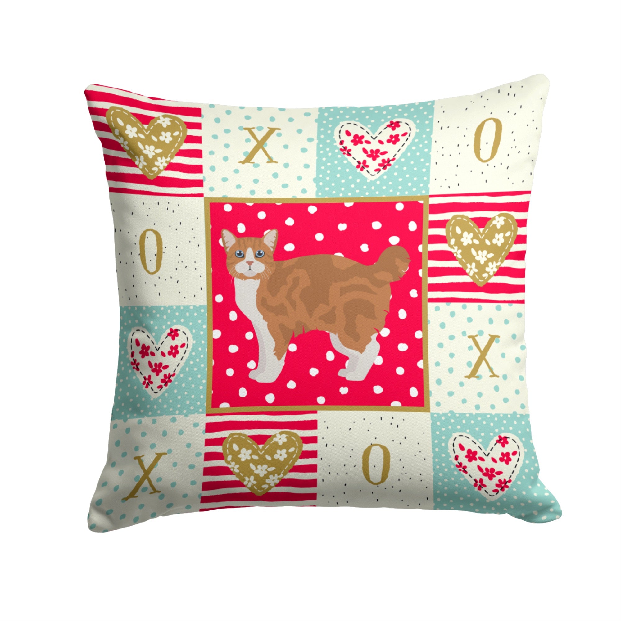 Manx #2 Cat Love Fabric Decorative Pillow