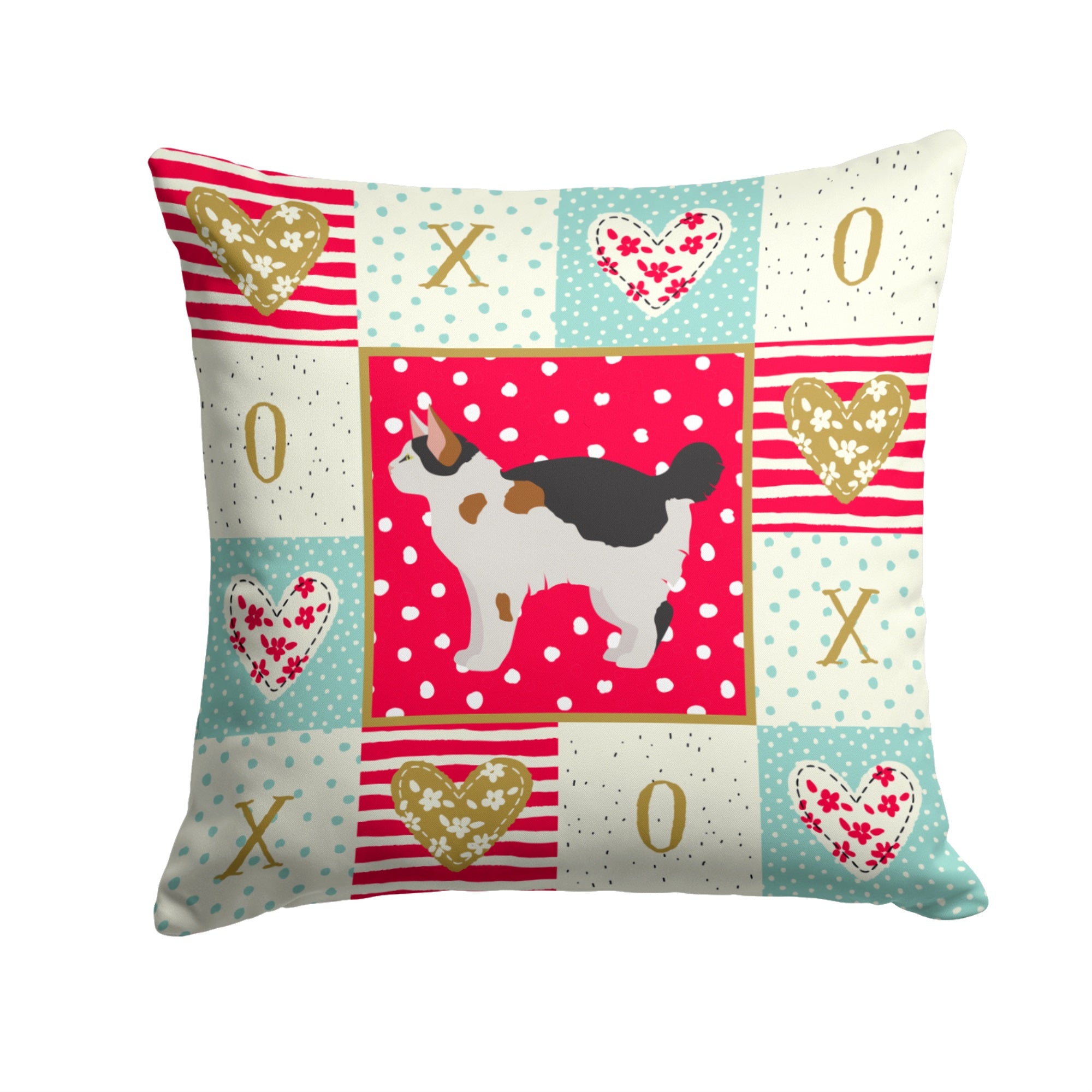 Manx #3 Cat Love Fabric Decorative Pillow