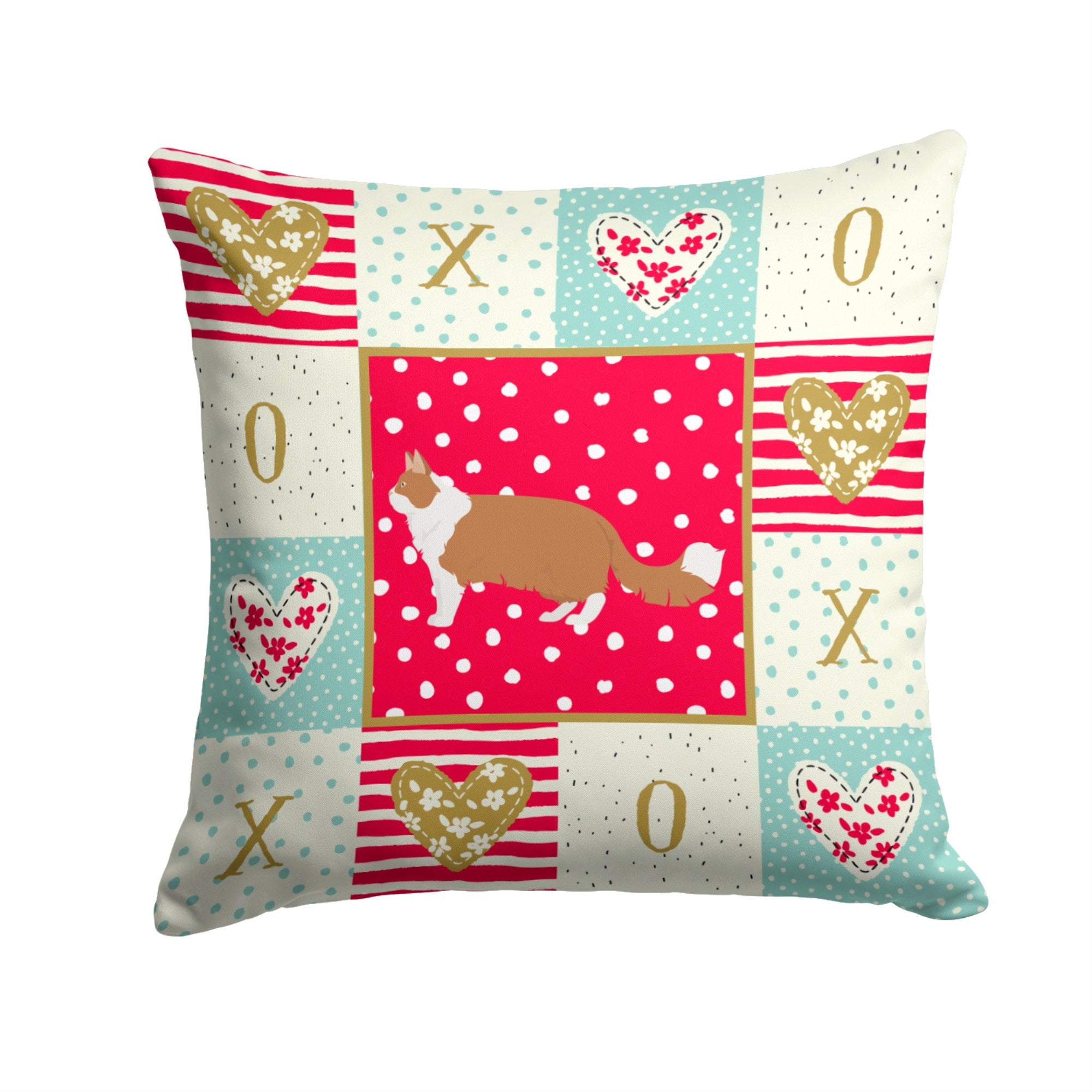 Norwegian Forest #2 Cat Love Fabric Decorative Pillow