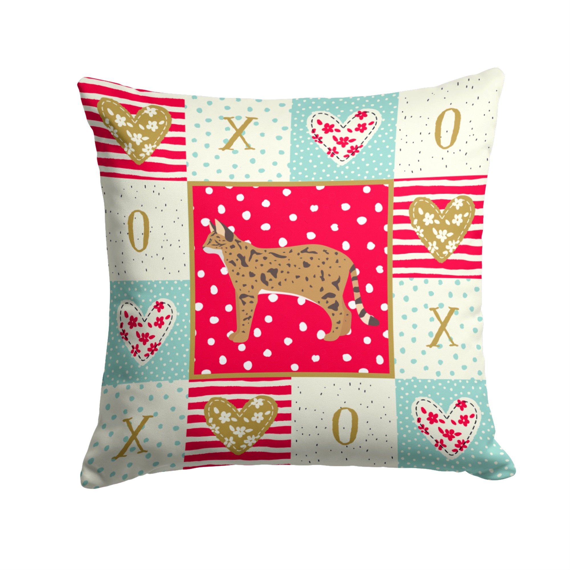 Savannah #2 Cat Love Fabric Decorative Pillow