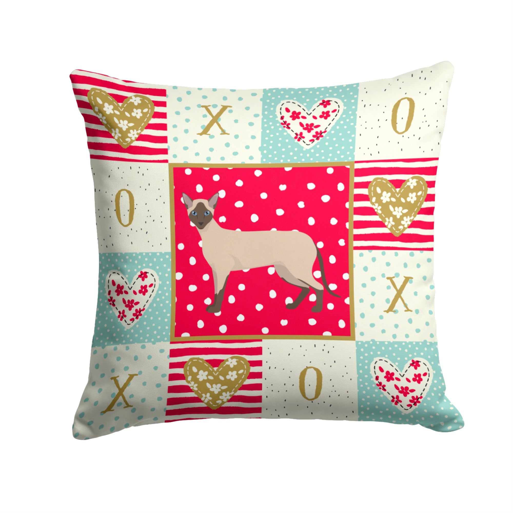 Siamese Modern #2 Cat Love Fabric Decorative Pillow