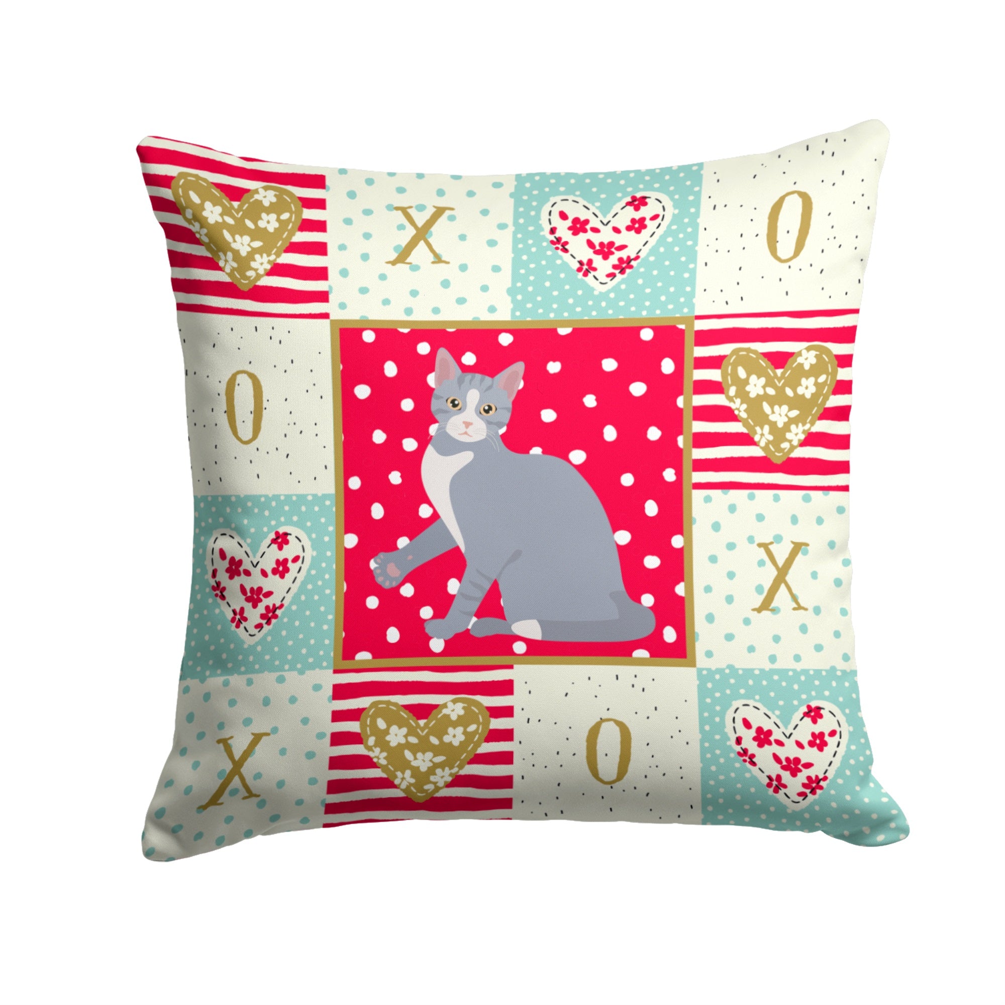 American Polydactyl #2 Cat Love Fabric Decorative Pillow