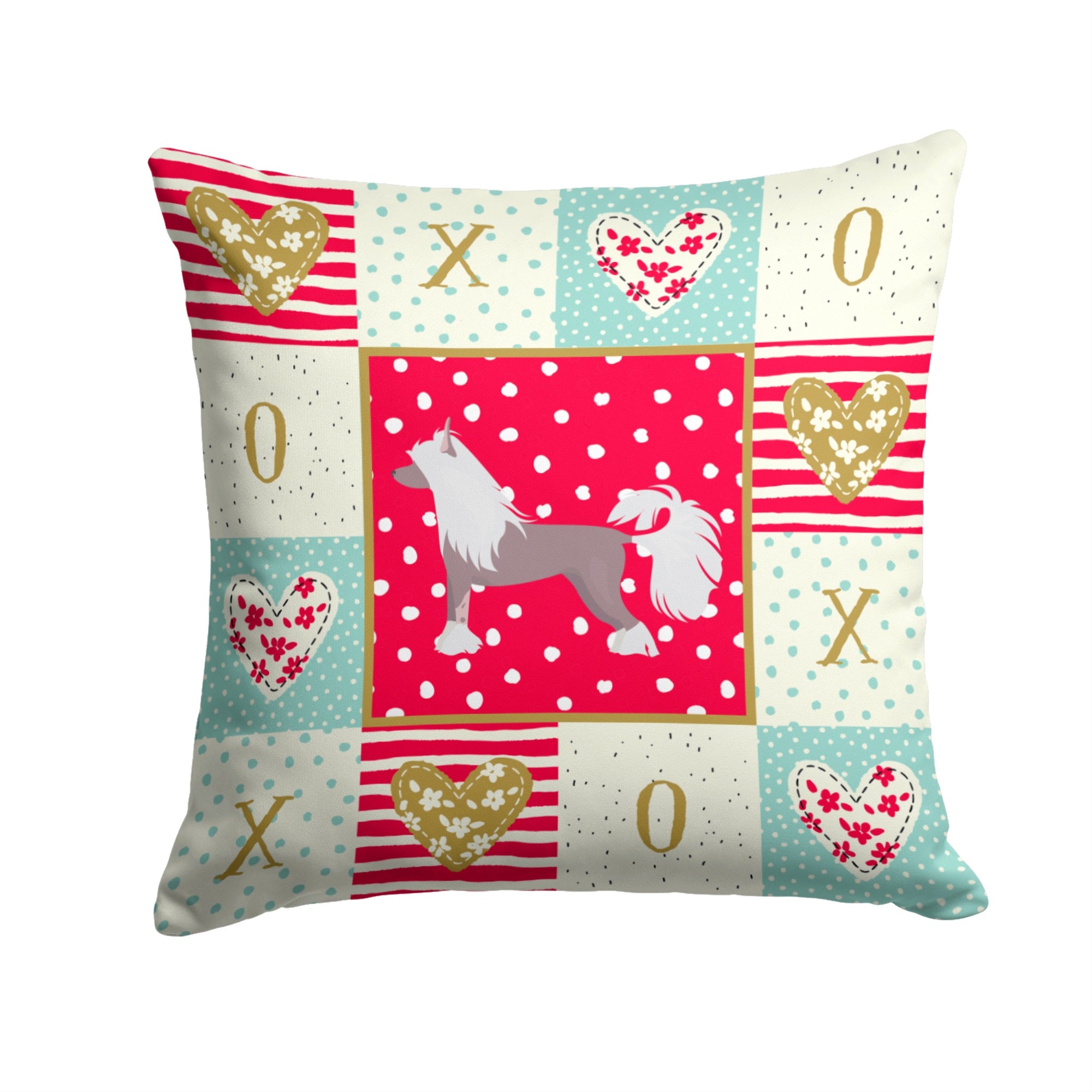 Chinese Crested #2 Love Fabric Decorative Pillow