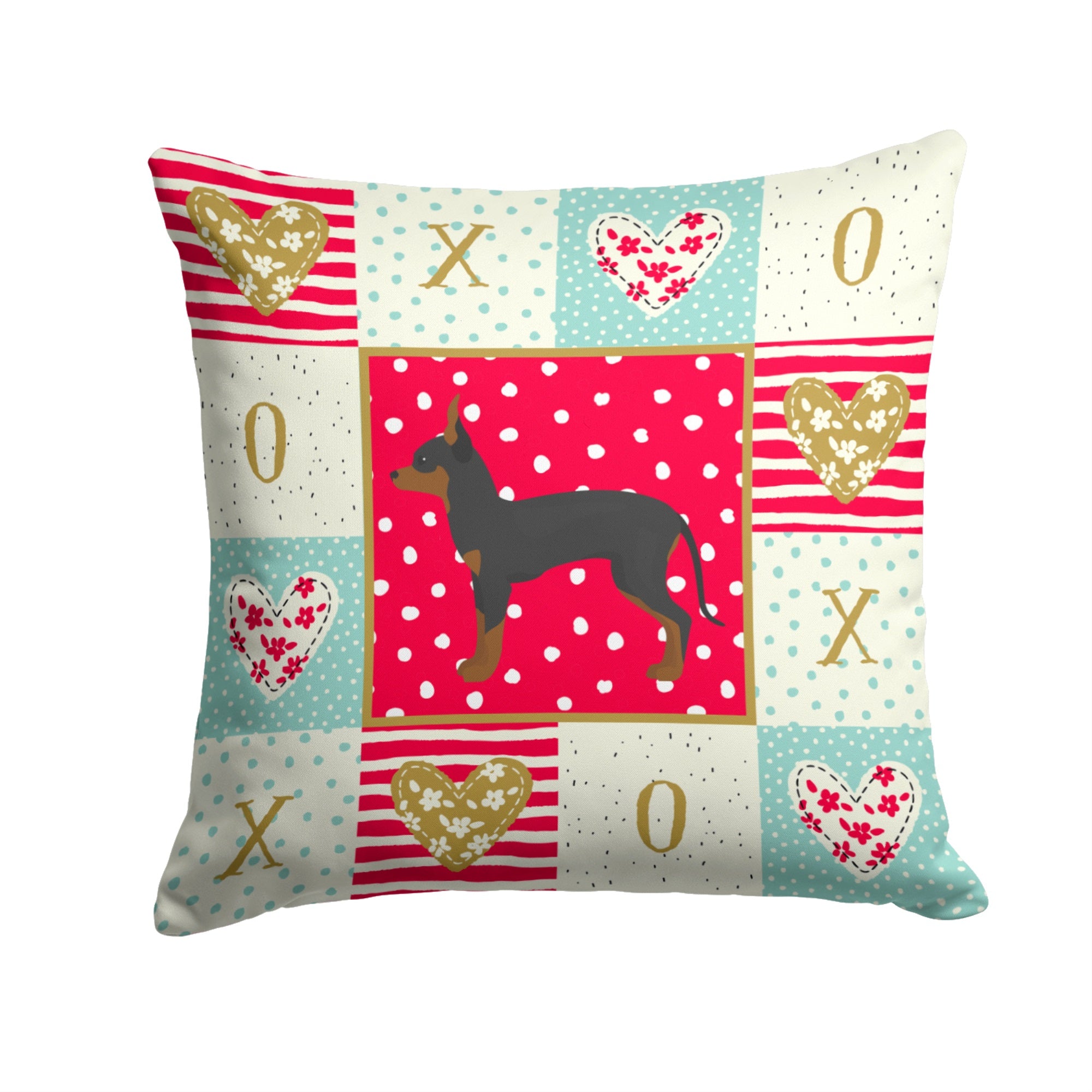 English Toy Terrier #1 Love Fabric Decorative Pillow