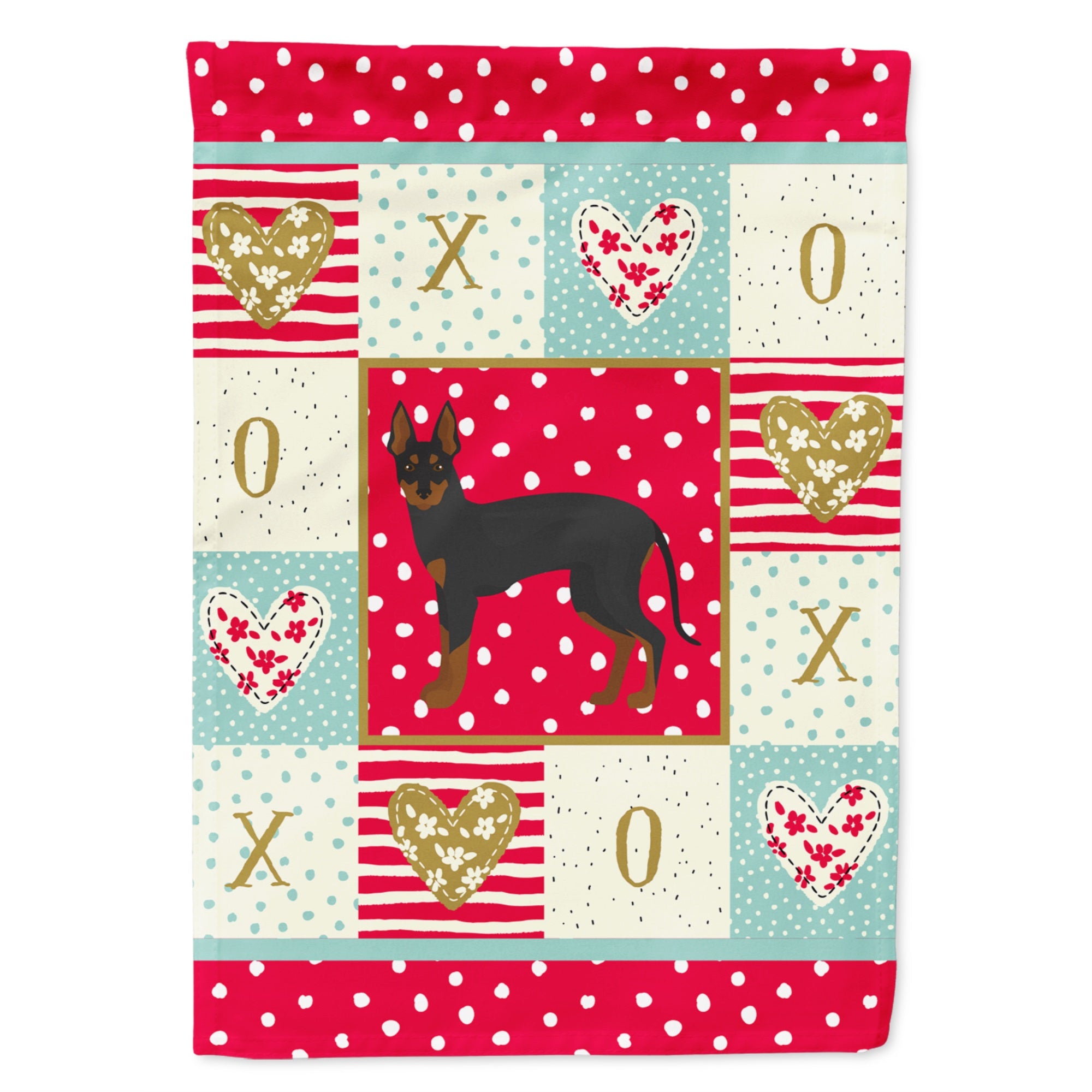 English Toy Terrier #2 Love Flag Garden Size