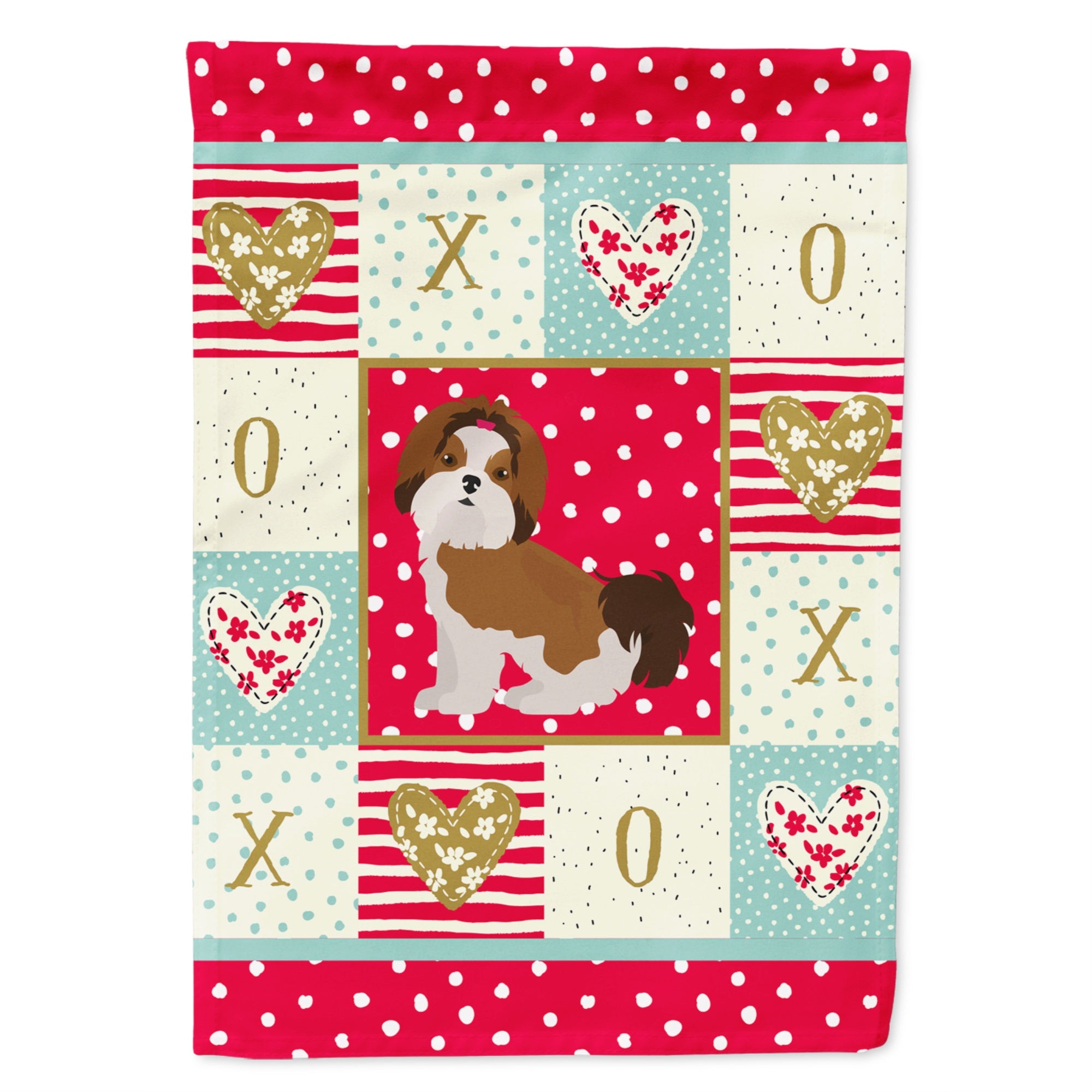 Imperial Shih Tzu Puppy Cut Love Flag Garden Size