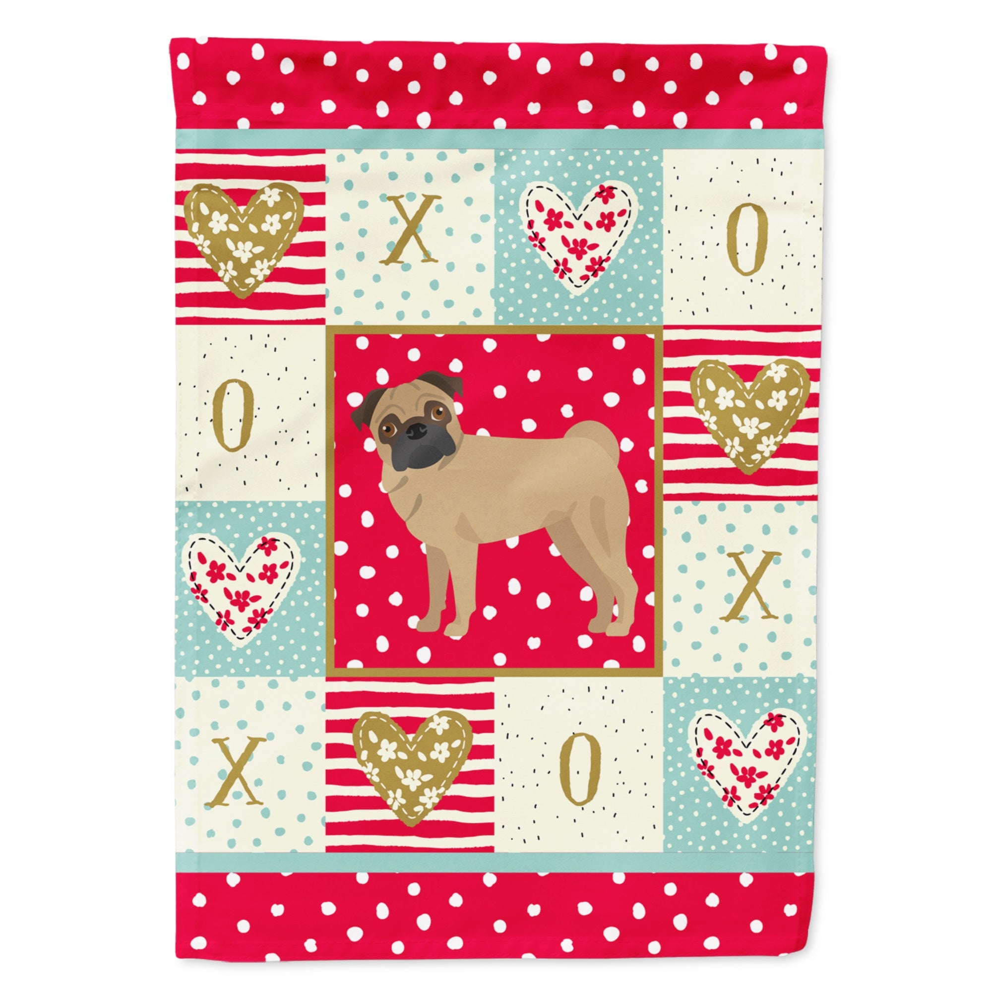 Pug Love Flag Garden Size
