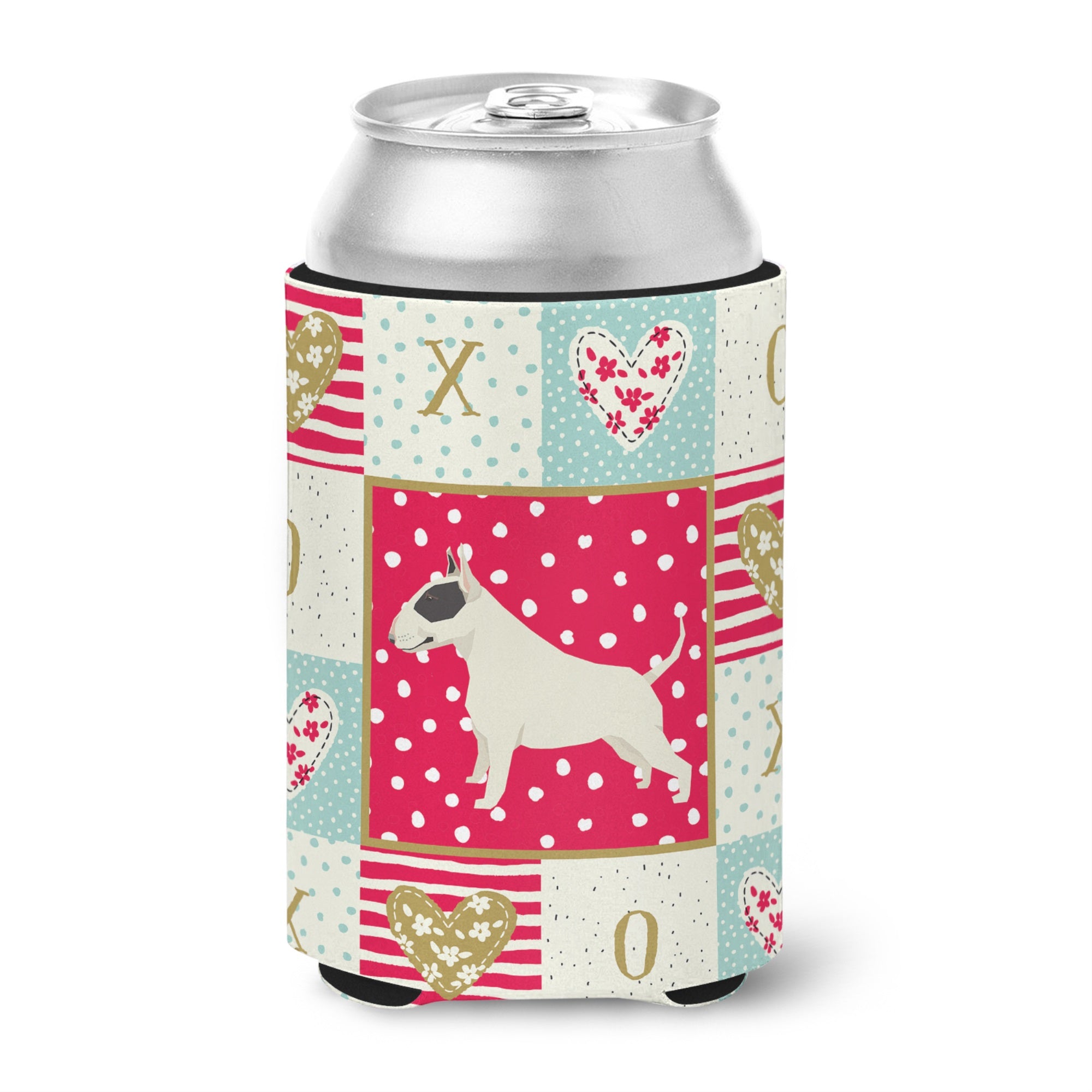 Black And White Bull Terrier Love Can Or Bottle Hugger