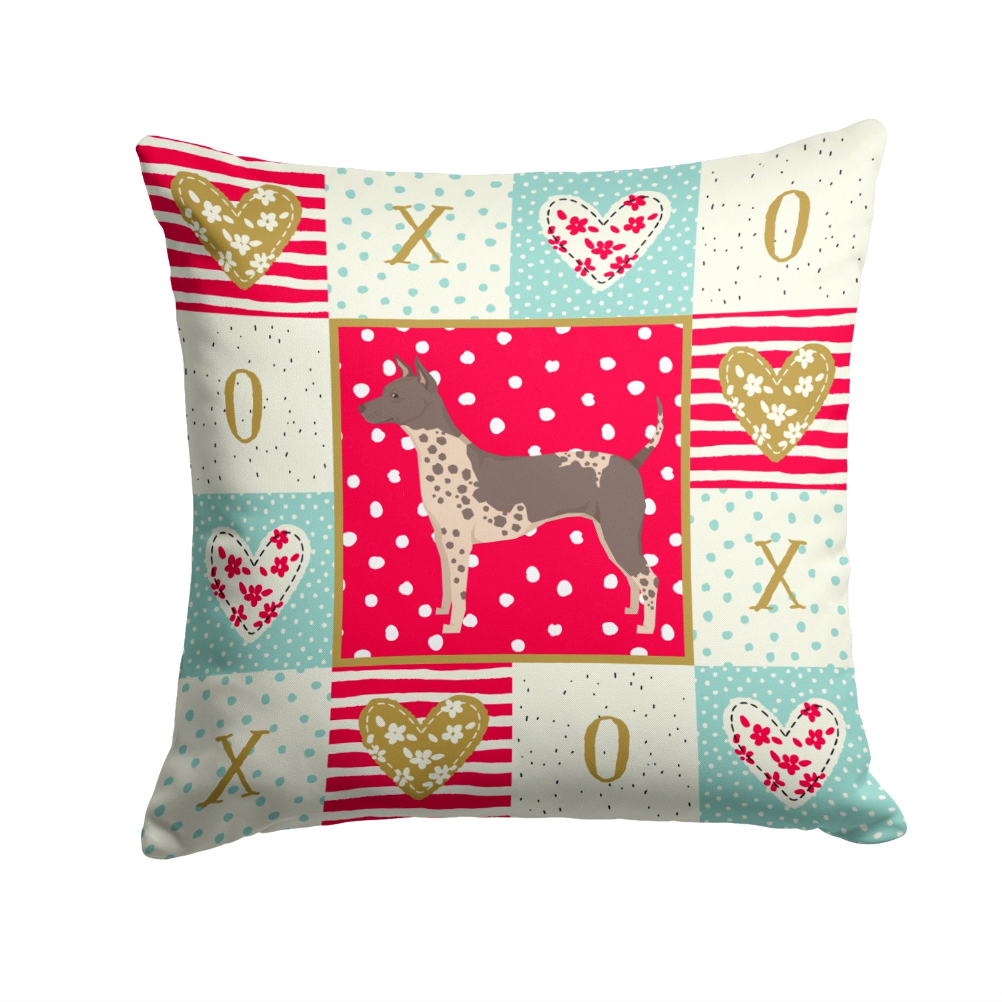American Hairless Terrier Love Fabric Decorative Pillow