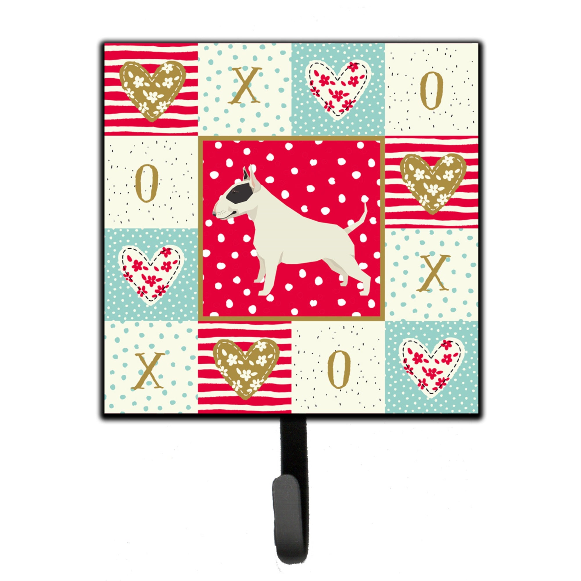 Black And White Bull Terrier Love Leash Or Key Holder