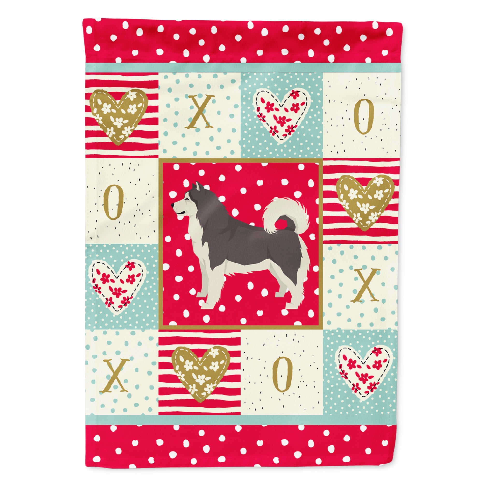 Alaskan Malamute Love Flag Garden Size