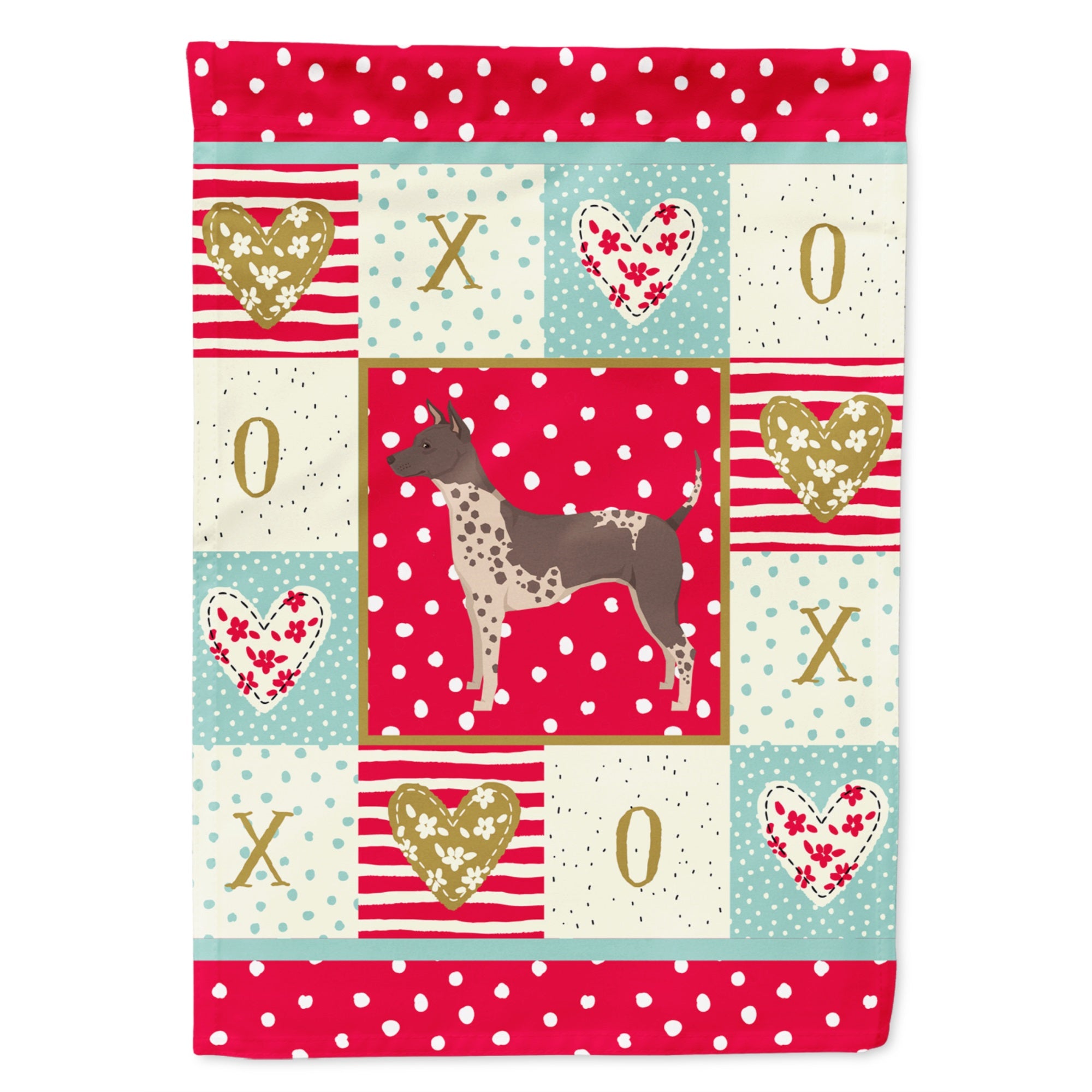 American Hairless Terrier Love Flag Garden Size