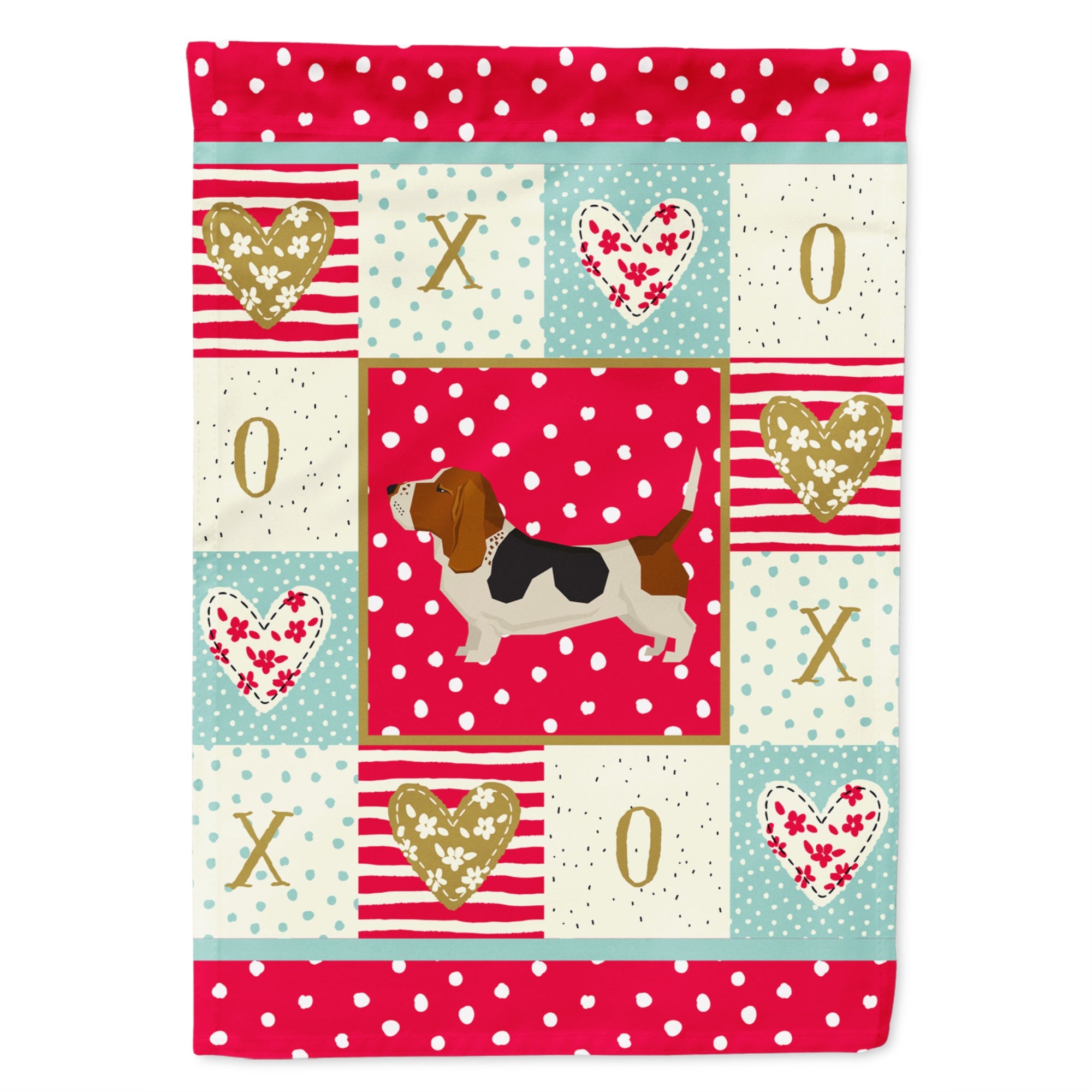 Basset Hound Love Flag Garden Size