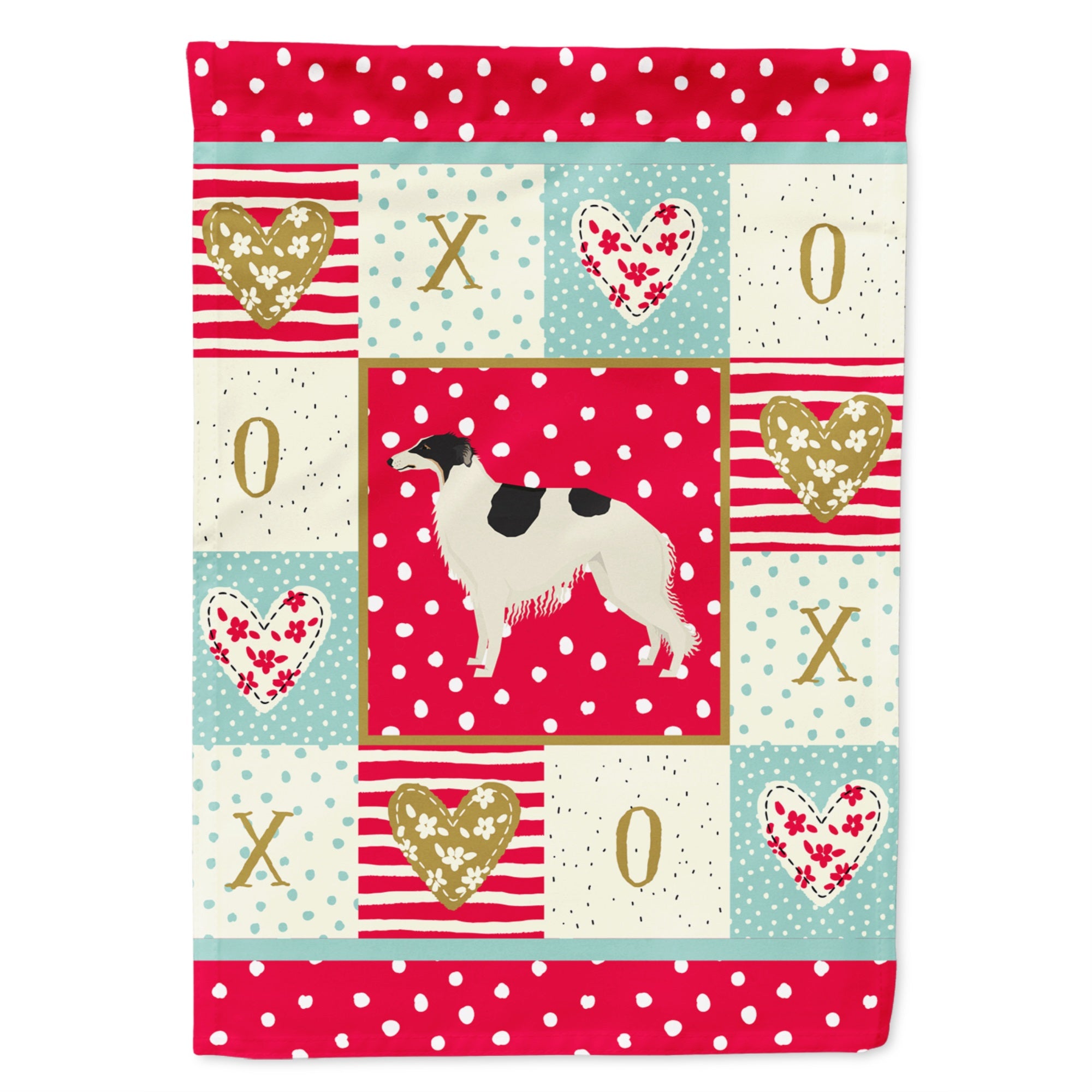 Borzoi Love Flag Garden Size