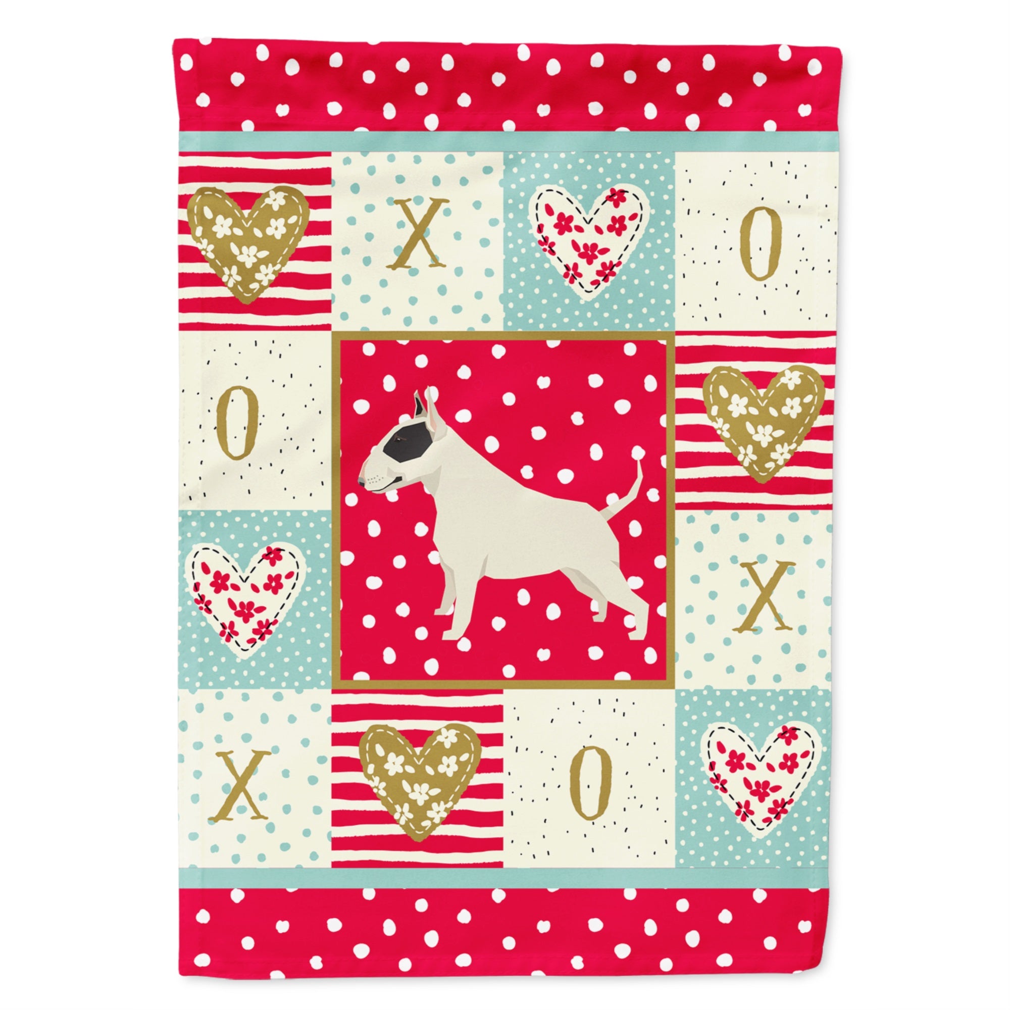 Black And White Bull Terrier Love Flag Garden Size