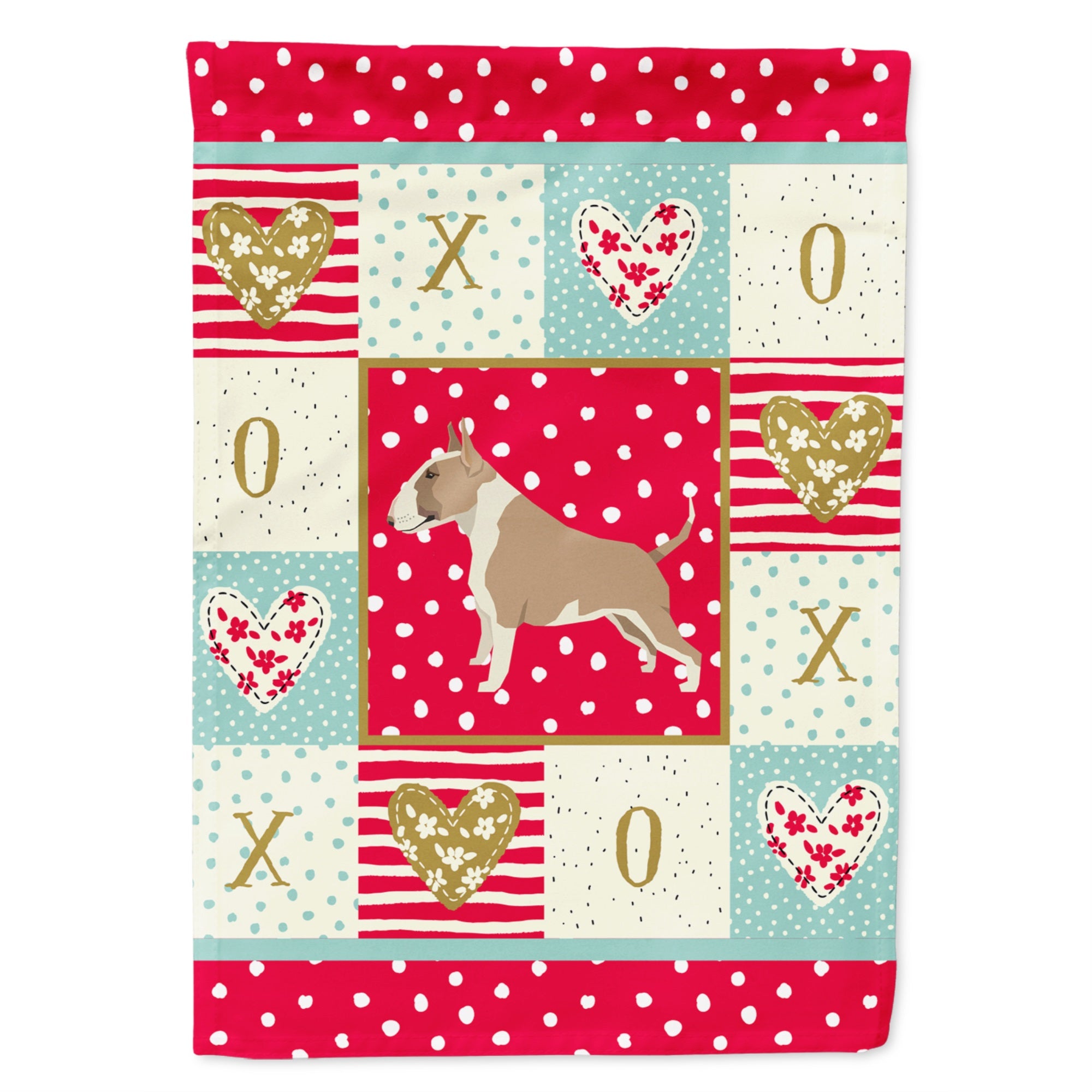 Fawn And White Bull Terrier Love Flag Garden Size