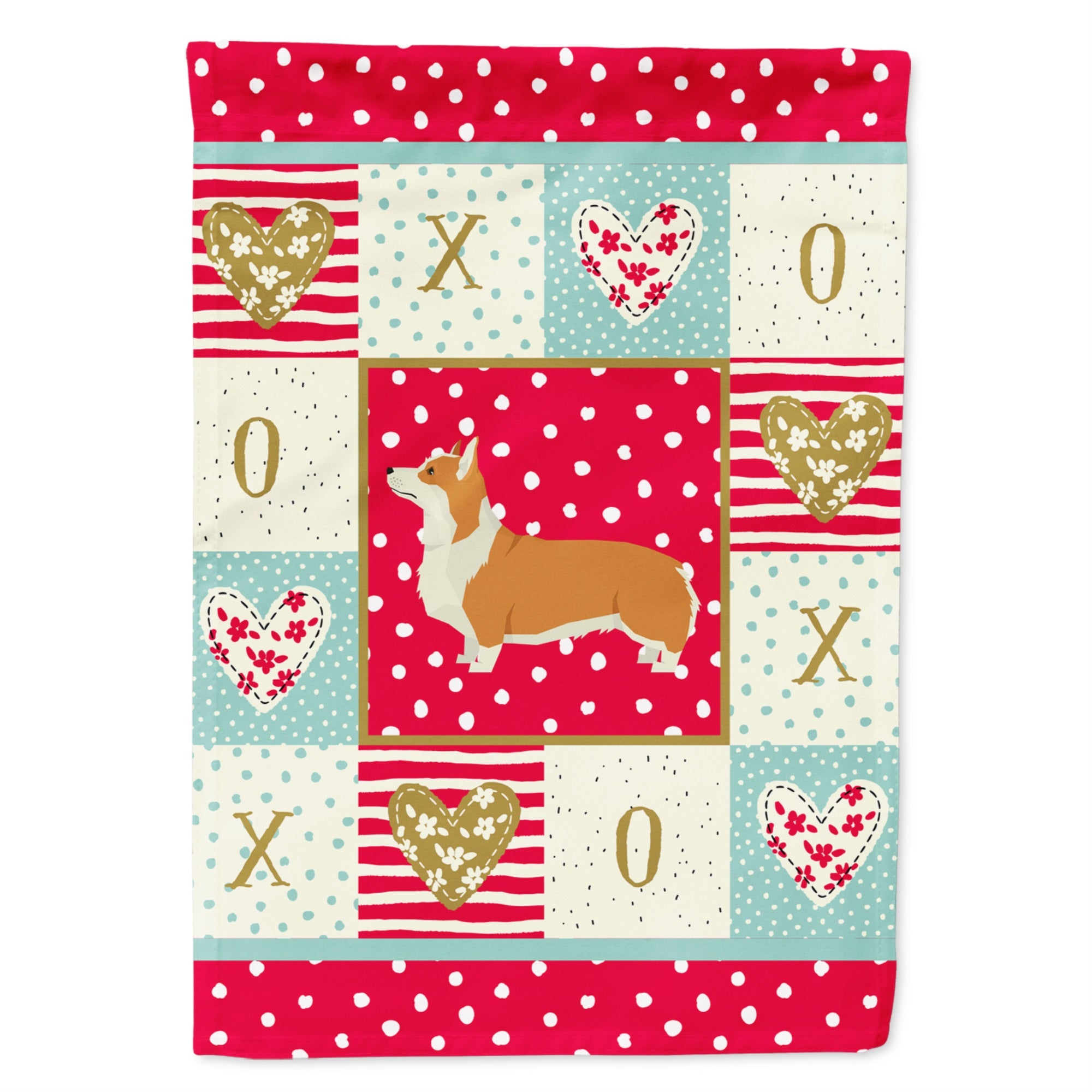 Pembroke Corgi Love Flag Garden Size