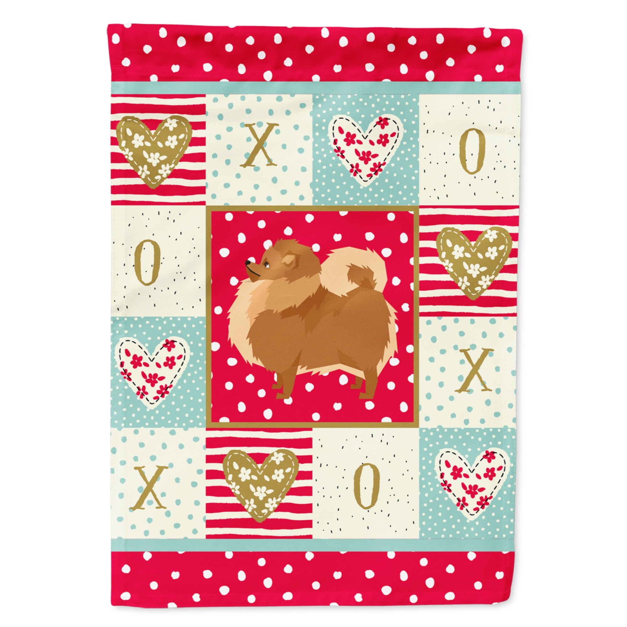 Pomeranian Love Flag Garden Size