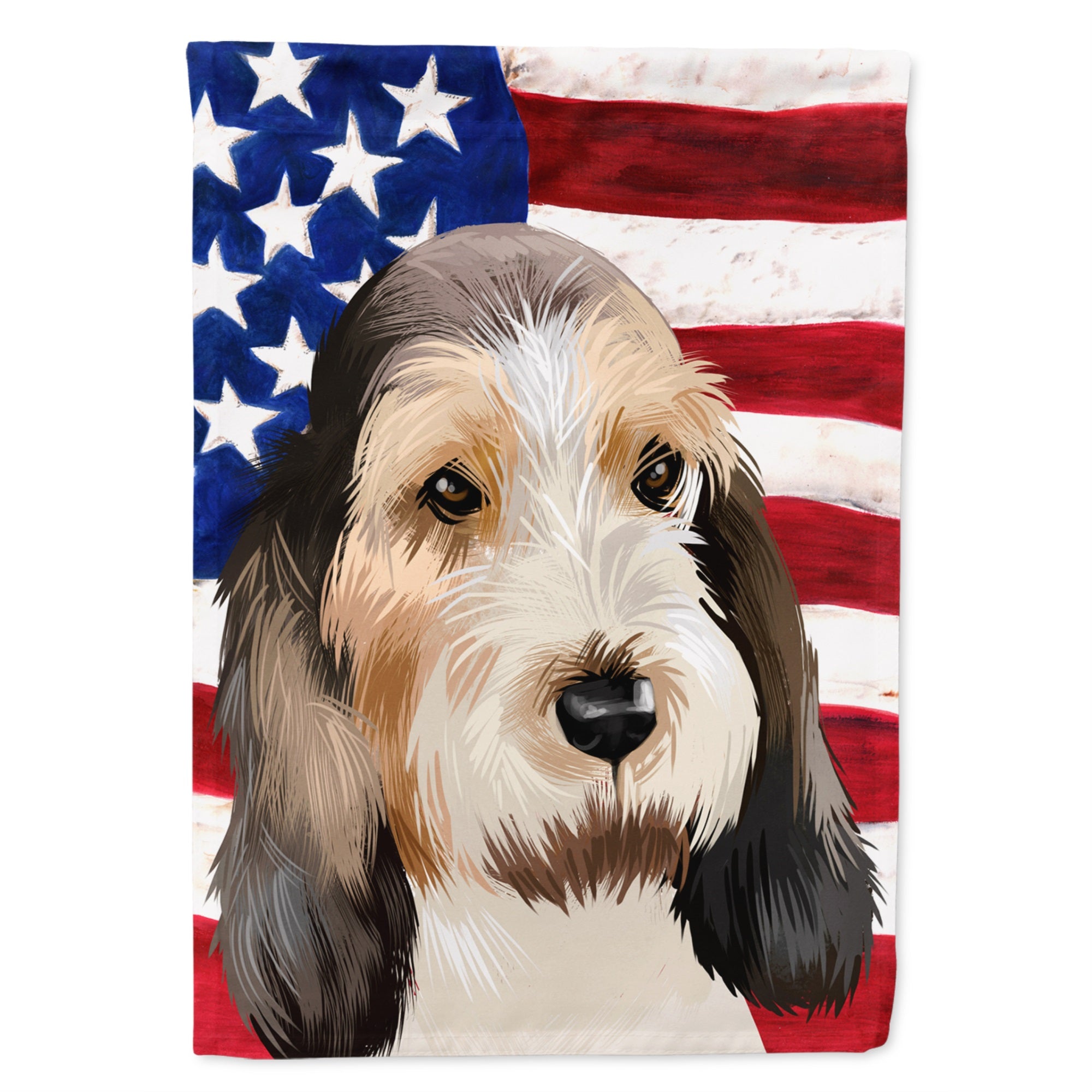Grand Basset Griffon Vendeen American Flag Flag Canvas House Size