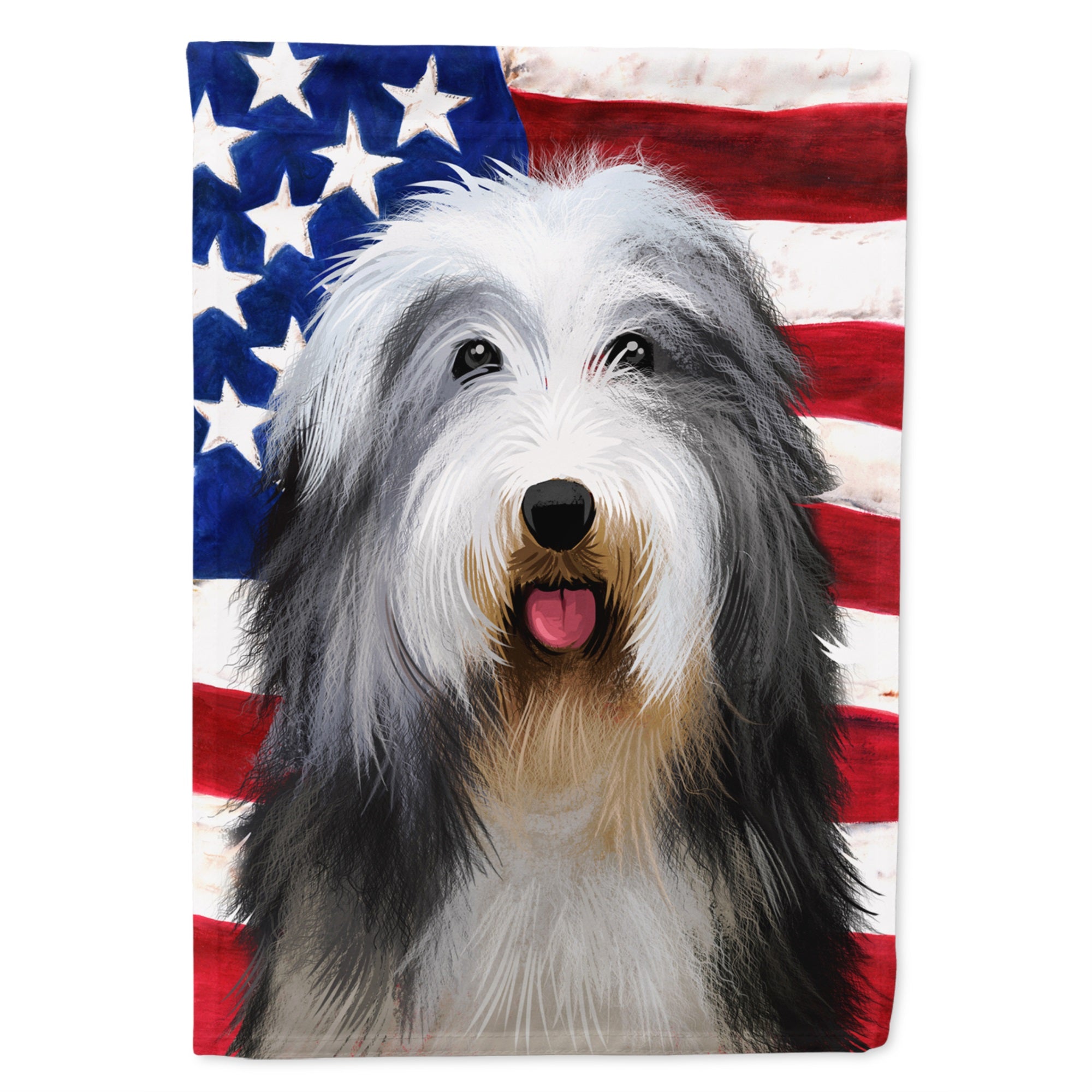 Bearded Collie American Flag Flag Canvas House Size
