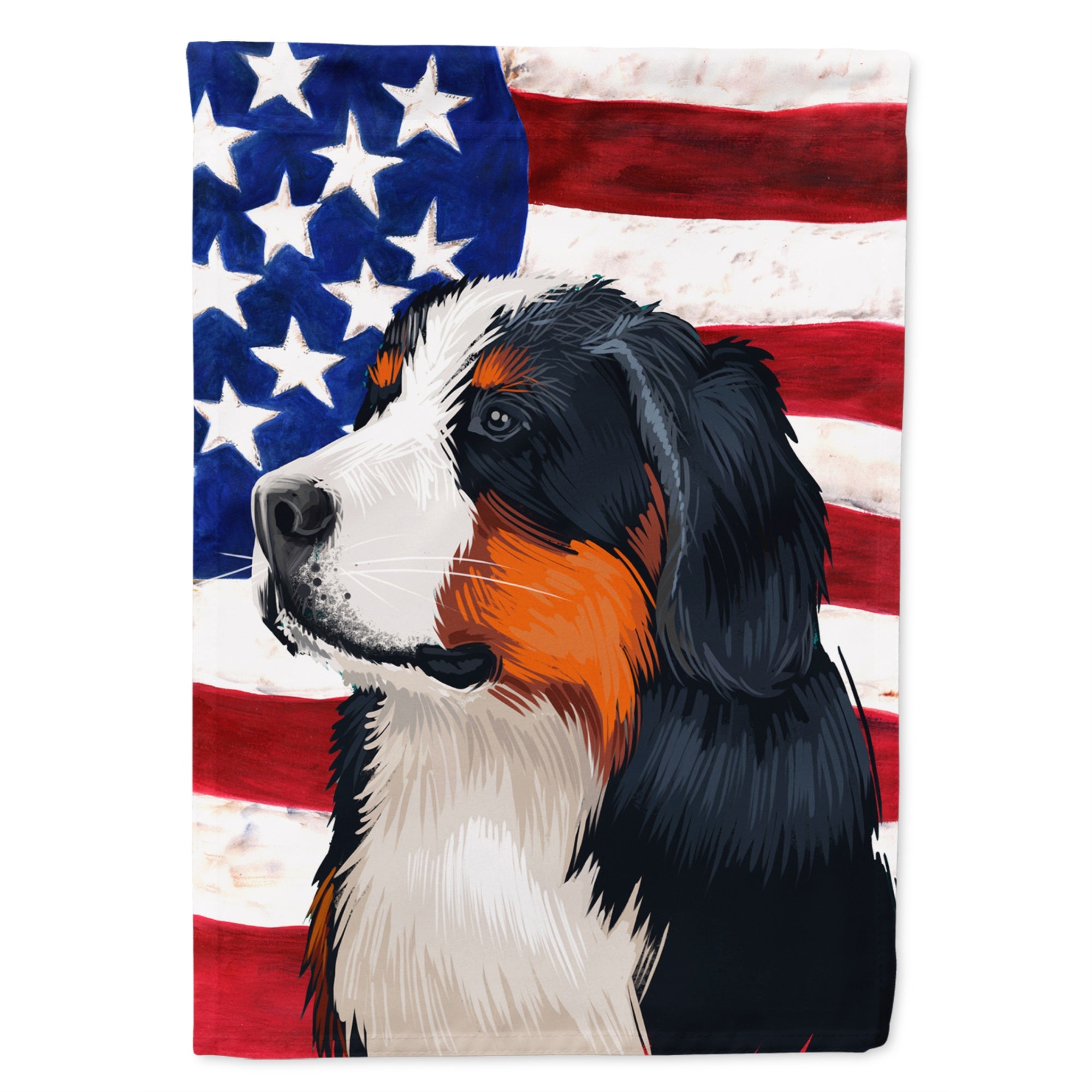 Bernese Mountain Dog American Flag Flag Canvas House Size