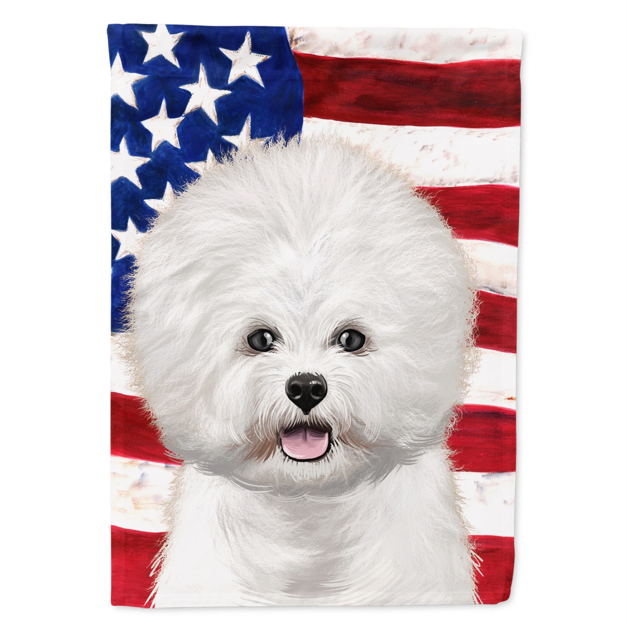 Bichon Frise  American Flag Flag Canvas House Size
