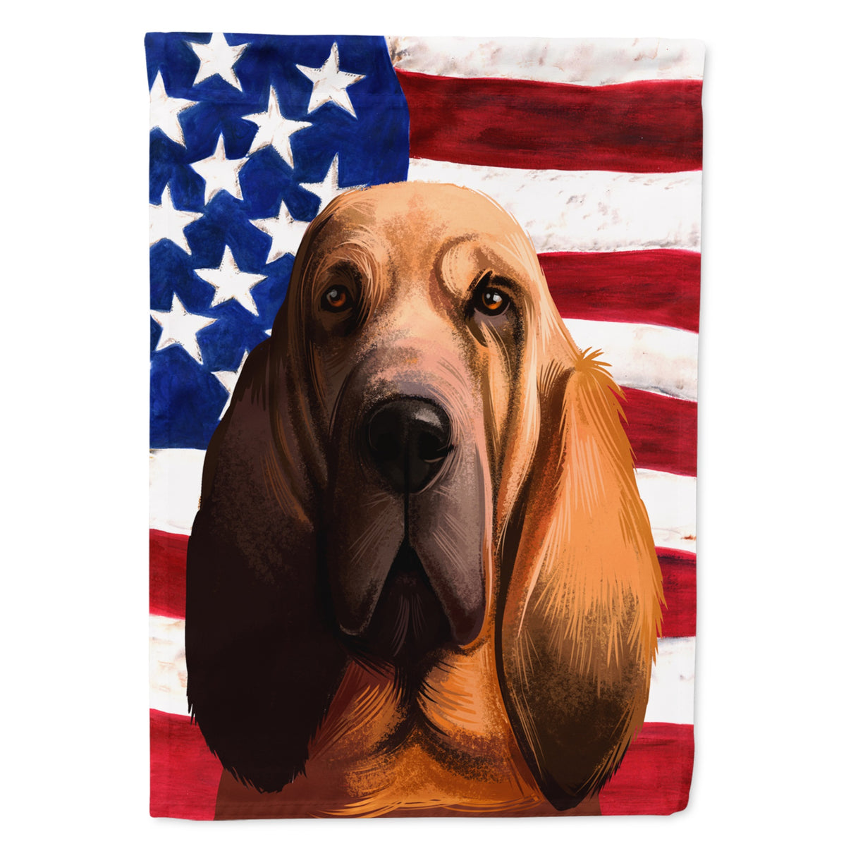 Bloodhound Dog American Flag Flag Canvas House Size