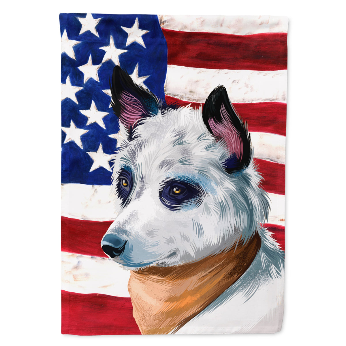 Blue Heeler Dog American Flag Flag Canvas House Size