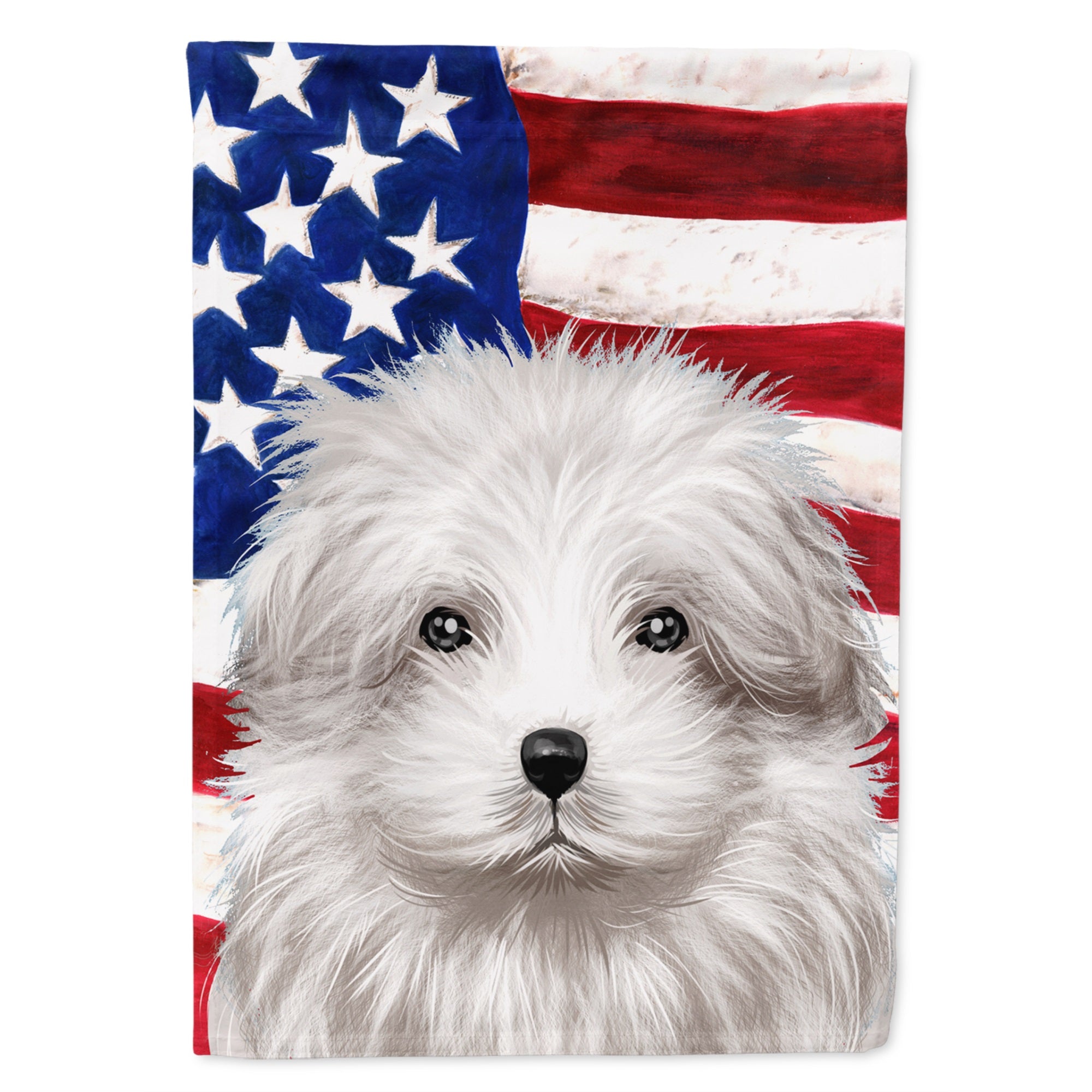 Bolognese Dog American Flag Flag Canvas House Size